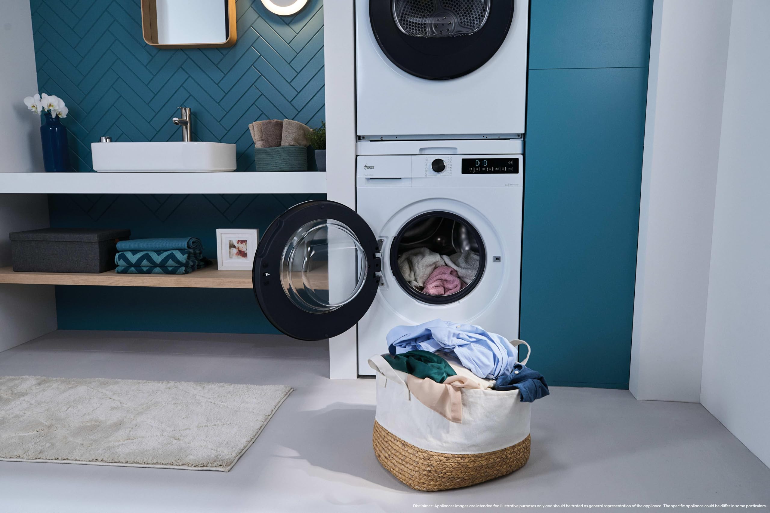 Hoover Frontlader Waschmaschine 8kg HGDQ48SB6-84 | A -10%, Pro-Active Wash, Hygiene-Funktionen, Vielseitige Kurzprogramme