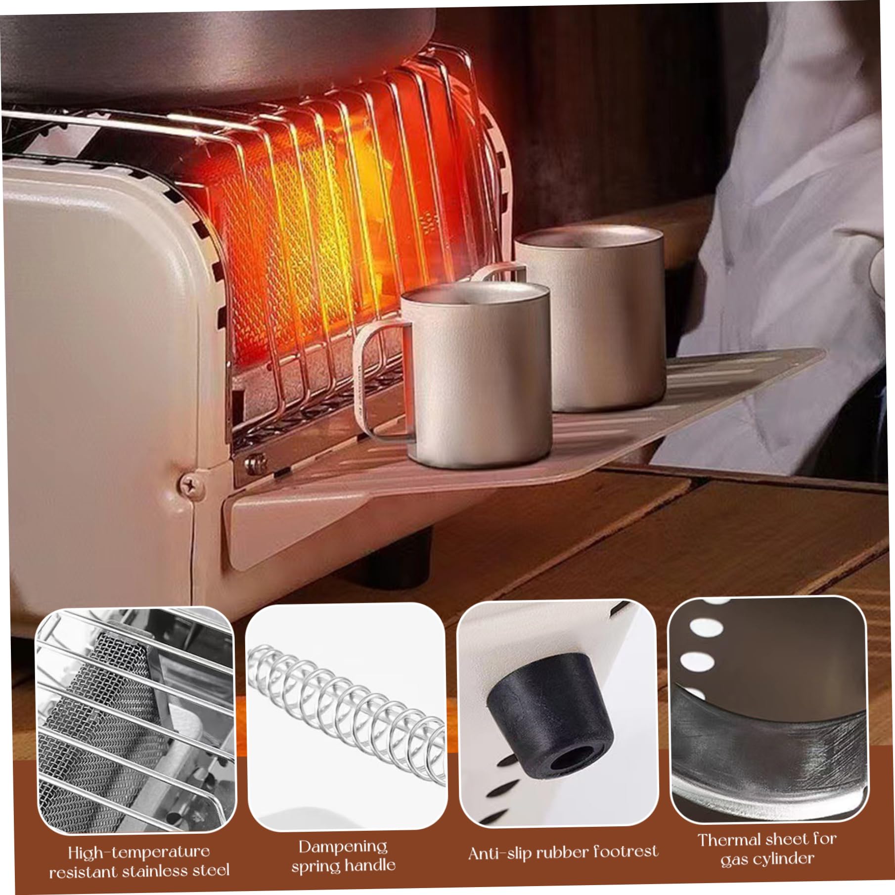 Calentador portátil de propano 2 en 1, 1200 W, ajustable, para acampar, con asa y bolsa de almacenamiento. Ideal para acampar, pescar, hacer senderismo y cazar.