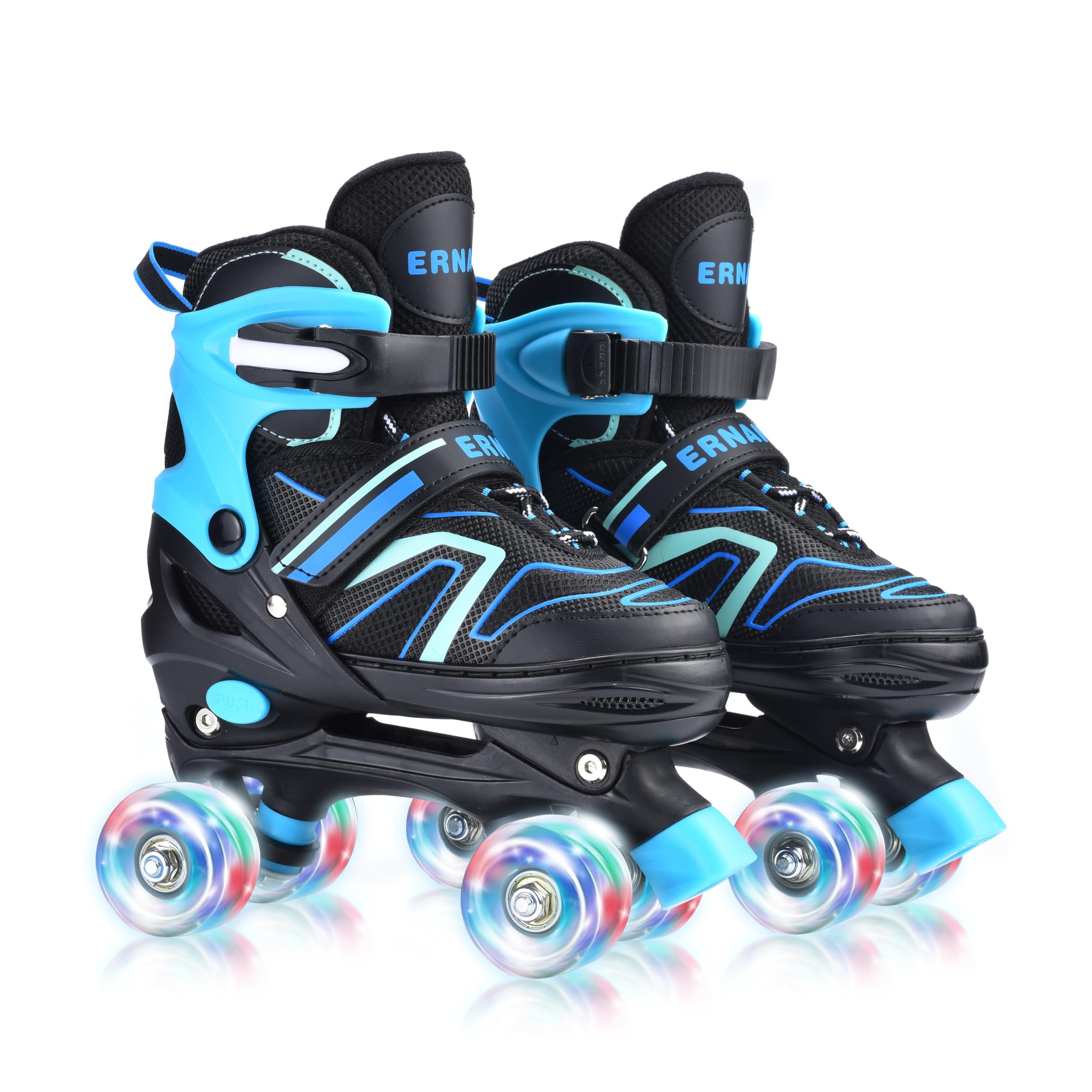 ERNAN Patines 4 Ruedas, 4 tamaños Ajustables con Ruedas Que Brillan en la Oscuridad, Patines de Ruedas para niños,Patines Niña Niño Principiante Regalo