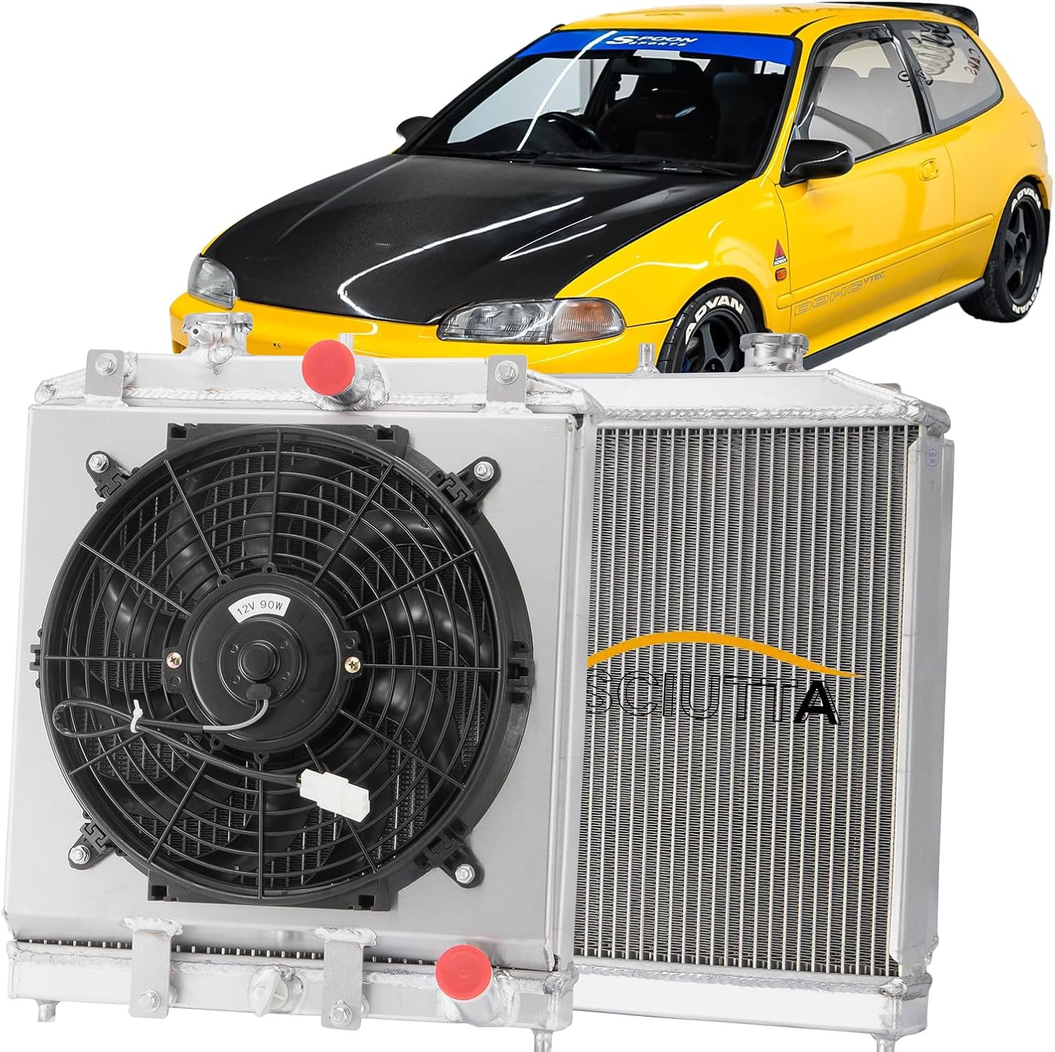 3 Row Aluminum Radiator for Honda CIVIC D15 D16 EK EG INTEGRA/Acura Integra 1992-2000 Full Aluminum Radiators + Shroud fan