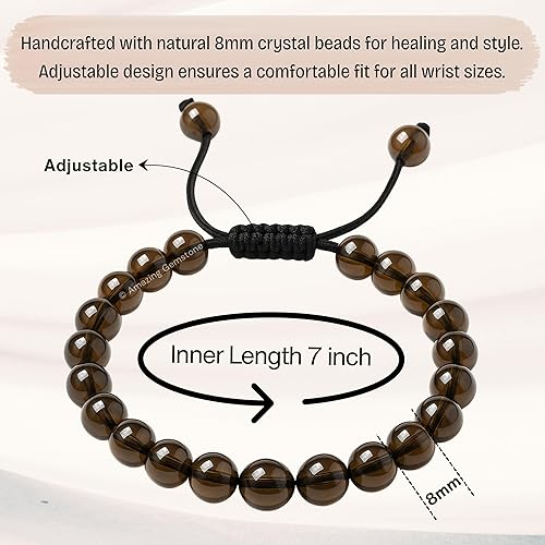 Vista 431 de Amazing Gemstone Yaxaite Bracelet for Women Men's Gifts - Protection Healing Crystal Bracelet - 8mm Gemstone Beaded Adjustable Bracelet Pulseras