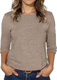 3/4 Sleeve Tops for Women Basic Crew Neck Spring Blouses Casual Fit Fall T Shirts