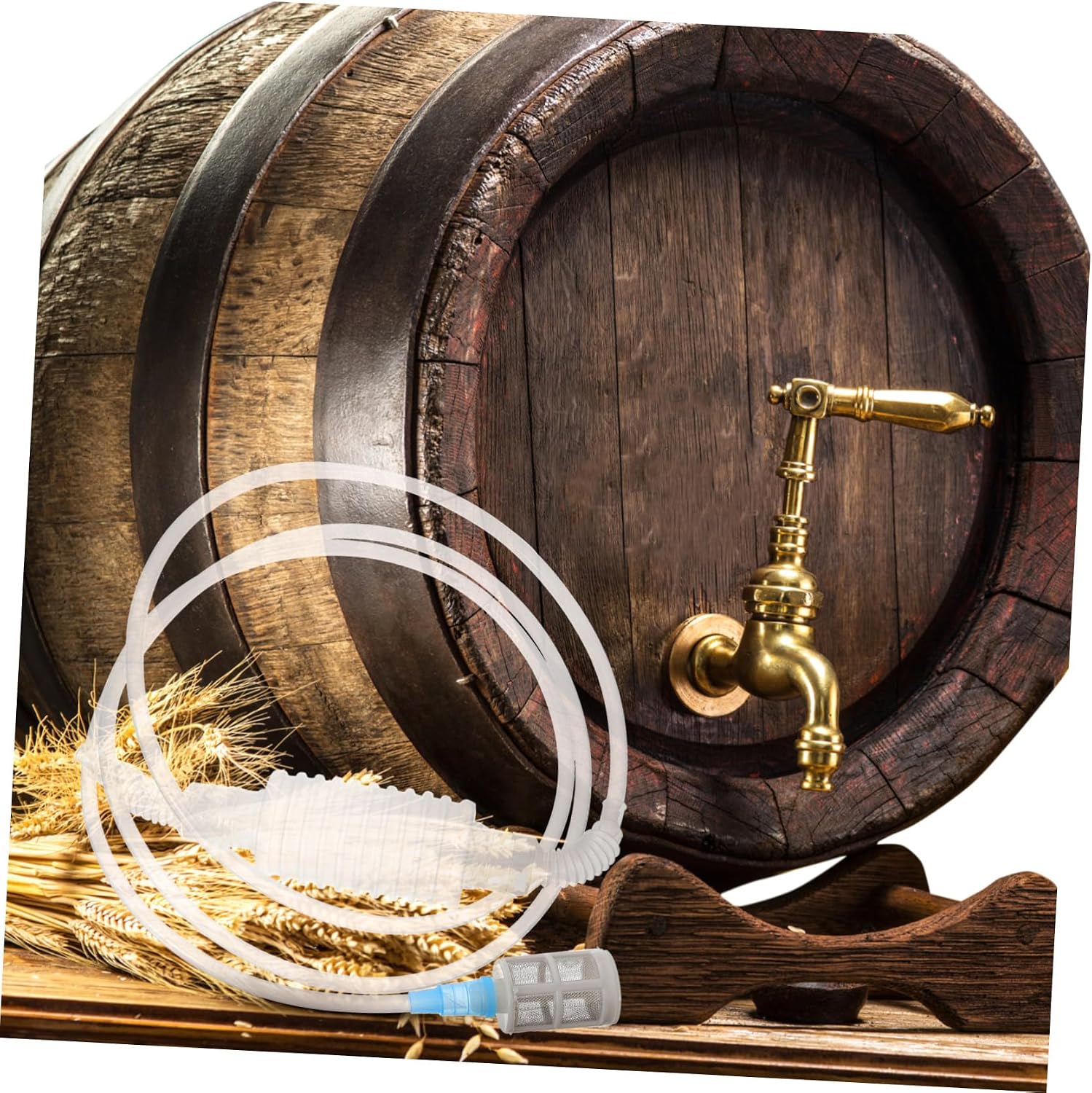 SOLUSTRE Wine Siphon Filter Tube 1 Piece Food-Grade Tool for Home Brewing Semi-Automatic Wine Transfer Hose Pressure Assist for Winemaking and Beverage Transfer