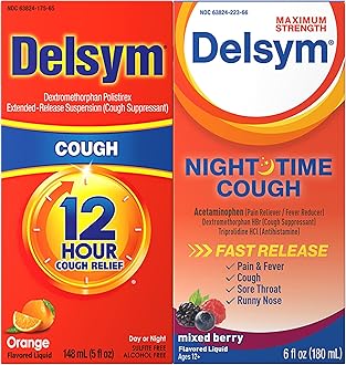 Delsym 12 Hour Cough 5 oz. and Nighttime Fast Relief 6oz, Combo Pack