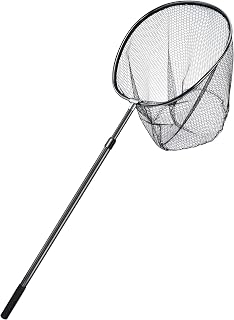 Fishing Net with Telescoping Handle Large Rubber Fishing Nets Kayak Landing Net Aluminum Alloy Retractable Long Fishing Net for Freshwater Saltwater, Extend to 102in