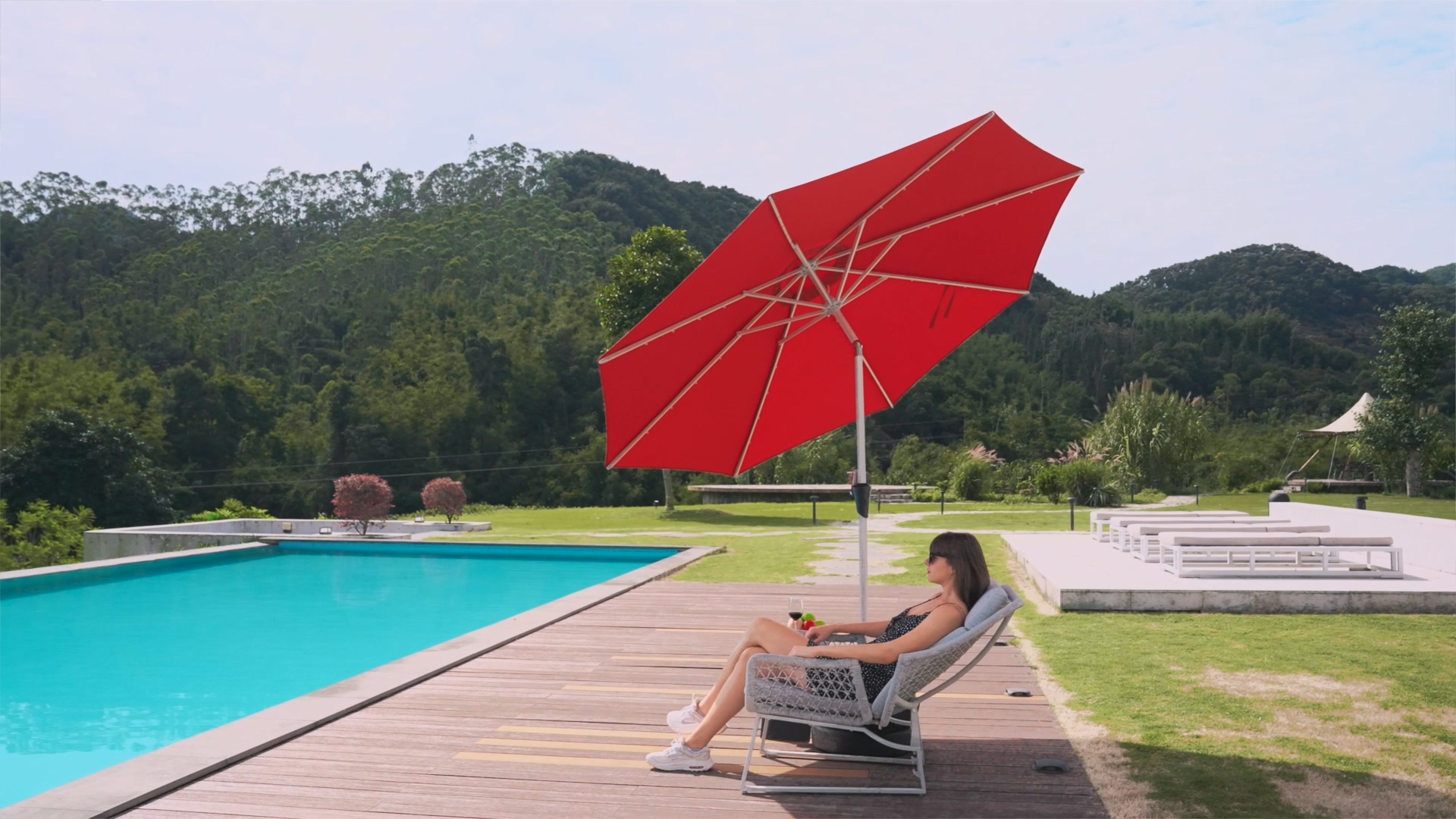 9ft 3-Tiers Aluminum Patio Umbrella, Vented Outdoor Market Table Umbrella