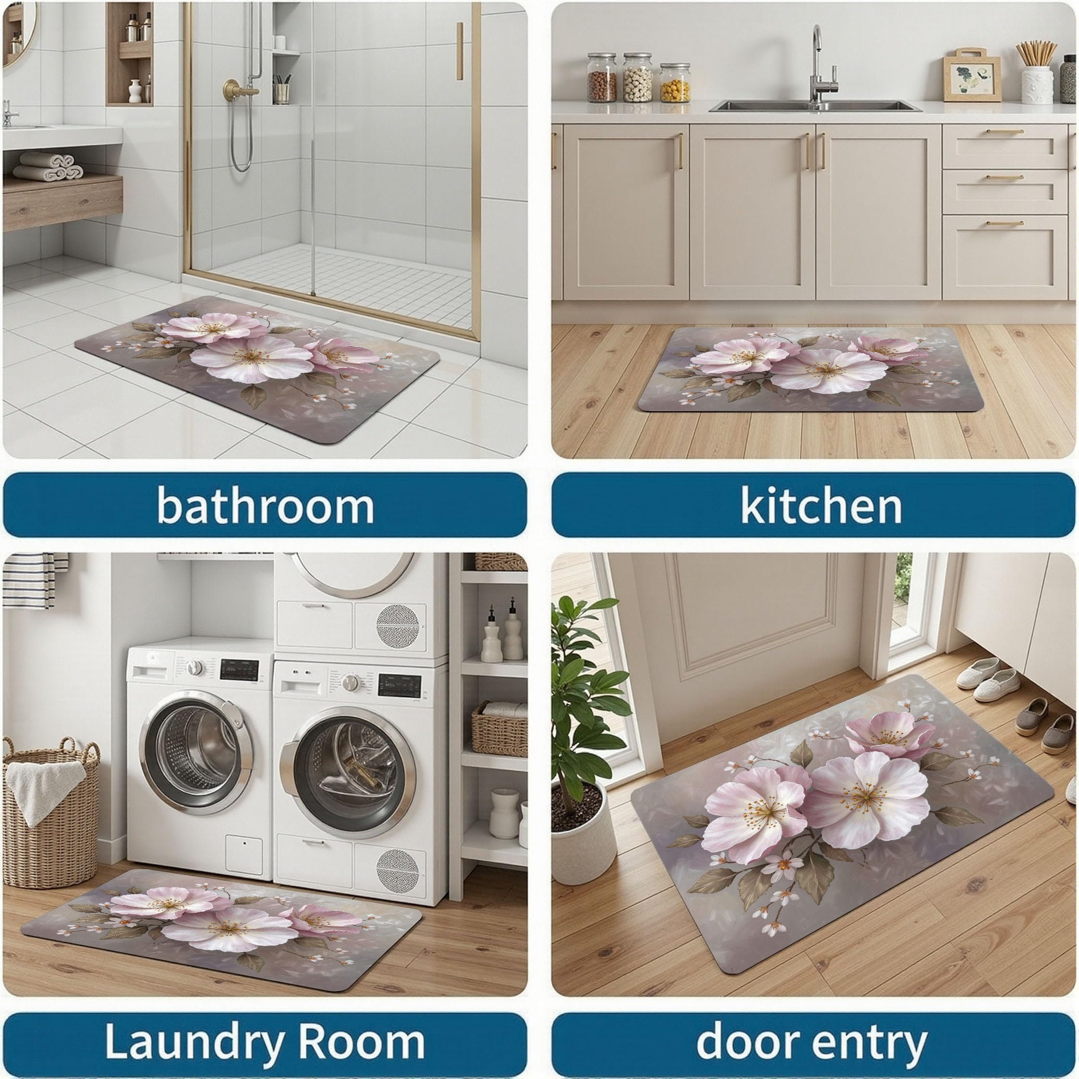 Paillasson Entree Interieur et Exterieur 80x120cm - Paillasson Fleurs De Rêve Classiques antidérapant - Tapis en flanelle résistant et Absorbant la saleté - Tapis Lavable en Machine - Aquarelle Lotus