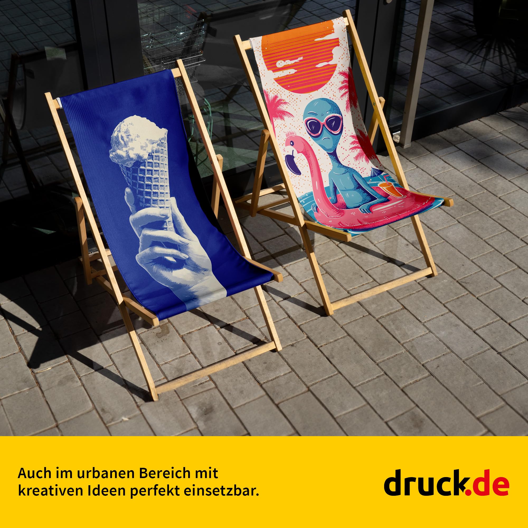 druck.de Liegestuhl personalisierbar klappbar Buchenholz - bis 95kg