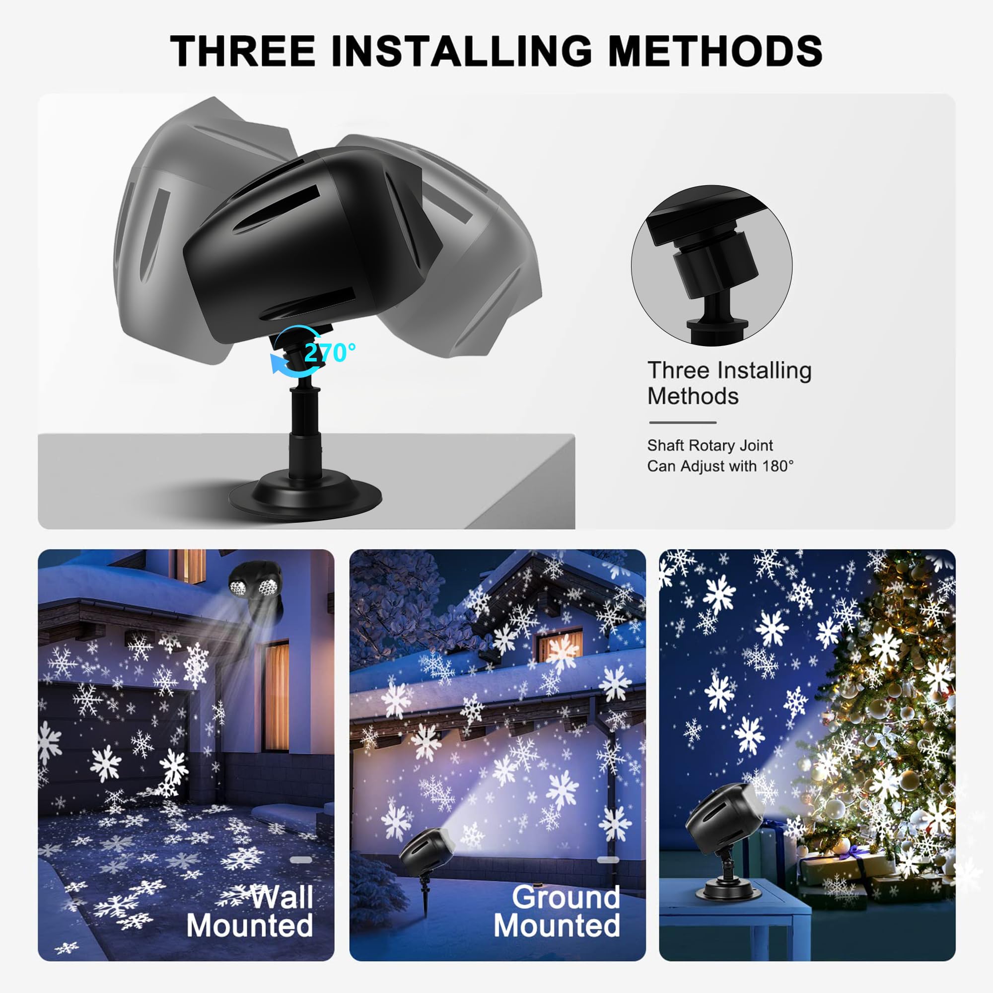 Outdoor Schneeflocke Projektor Lichter, IP65 Weihnachten Schnee Projektor, Rotierende Dynamische Schneelandschaft Projektionslampe mit Fernbedienung, für Halloween, Weihnachten, Neujahr, Partys
