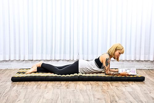 Miniatura 2 de Leewadee - Colchón tailandés plegable grande, 82 x 46 x 3 pulgadas, cama de invitados, cama triple plegable, cojín de masaje tailandés TV asiento de