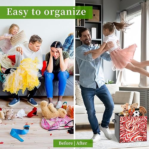 Miniatura 7 de MEIKKO Christmas Lollipop Abstract Storage Cubes,Fabric Collapsible Storage Bins with Dual Handles,candy Cane Foldable Cube Baskets for Shelf,Closet