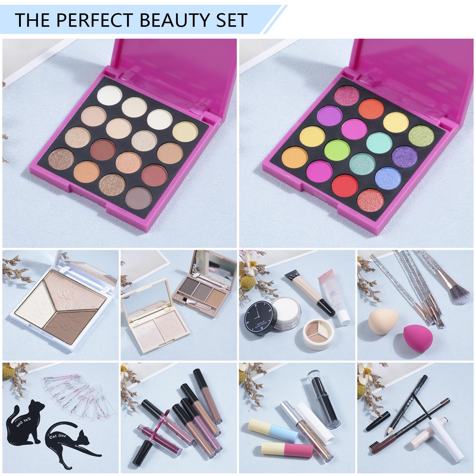 Kit di trucco per ragazze e adolescenti, set regalo per donne con palette di ombretti, pennelli, lucidalabbra, kit da viaggio per principianti (C01612)