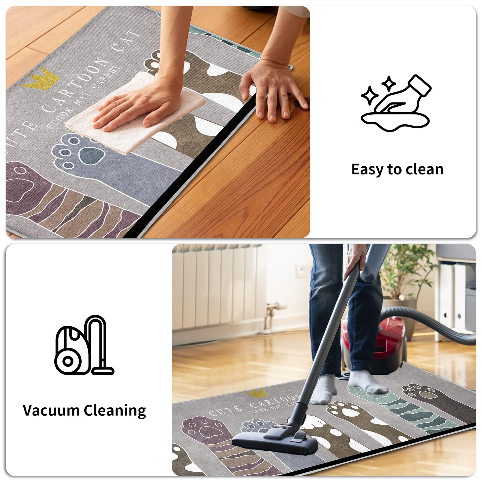 Tapis de cuisine lavables anti-fatigue antidérapants absorbants d'eau 40 x 120 cm Lot de 2