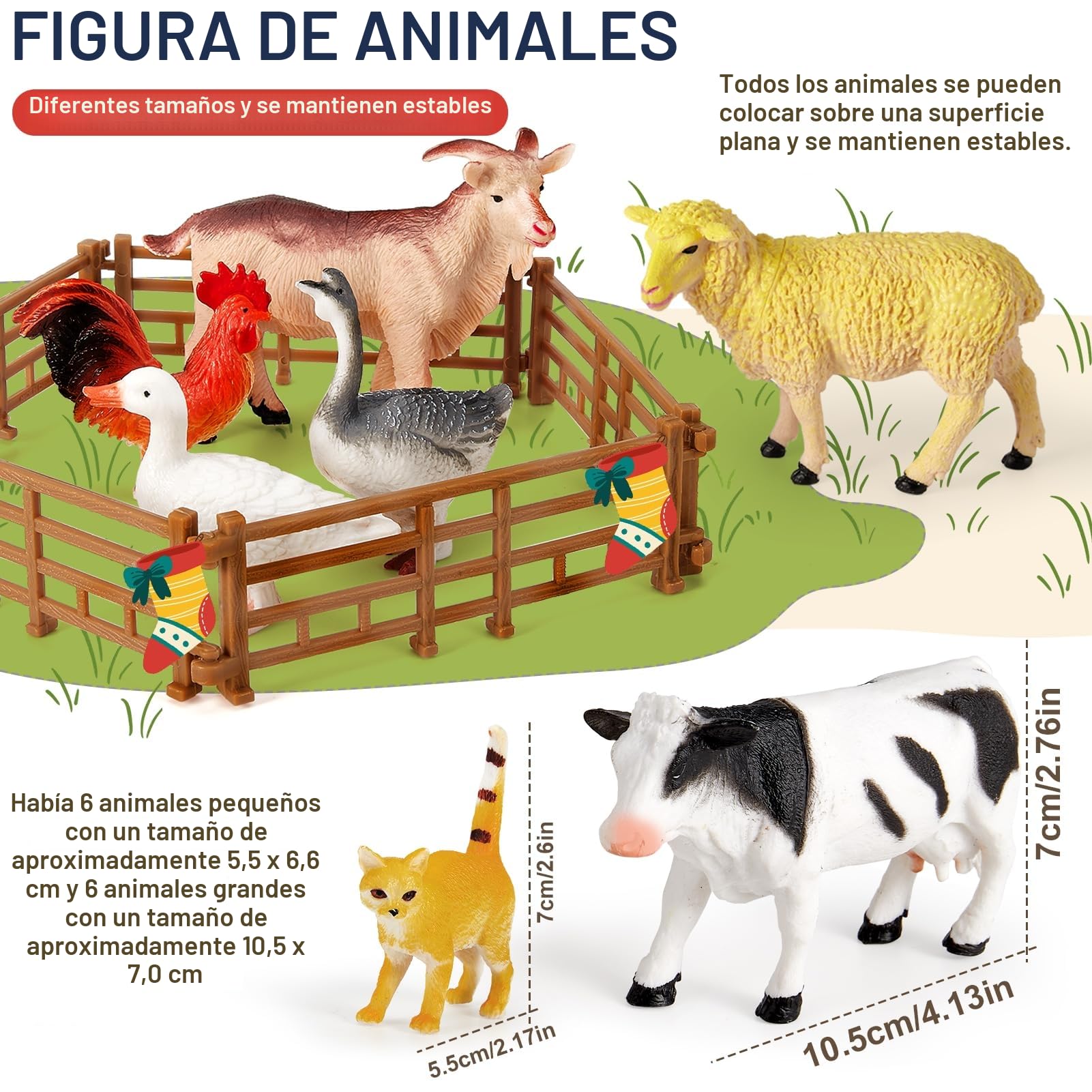 BUYGER Animales Granja de Juguete para Niños 3+ Años, Granja Desmontable con Animales Realistas, Camión y Vallas, Juguetes Educativos Montessori para Niños y Niñas de 3 4 5 6 Años