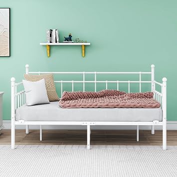 HOMERECOMMEND Twin Metal Daybed Frame Sofa Bed Frame with Headboard