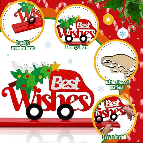 Miniatura 3 de 5 decoraciones de mesa de Navidad, decoraciones navideñas de madera, centros de mesa de vacaciones de temporada, exhibición de mesa de invierno para