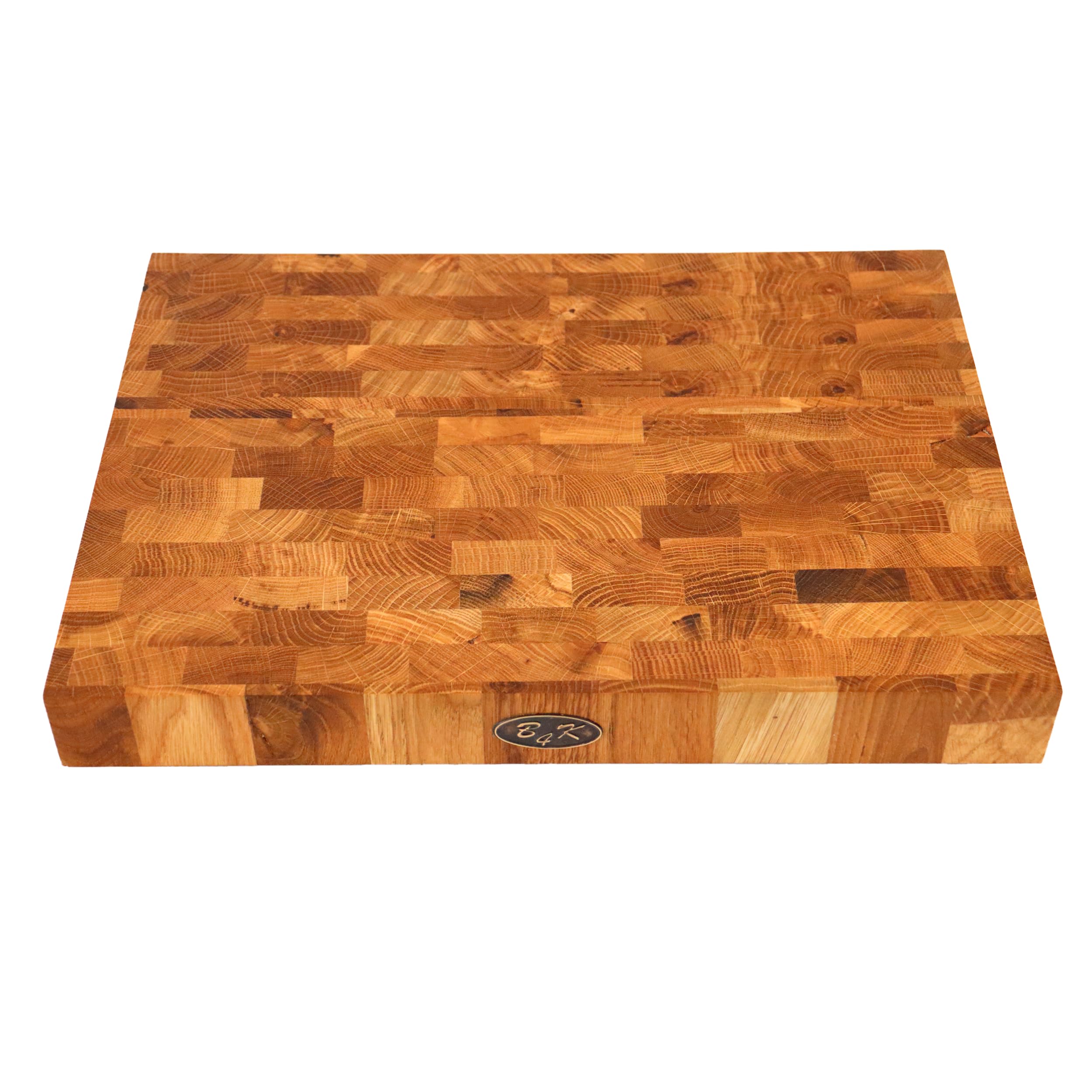 B4K® Tabla de cortar de roble 37x27x4,3 cm | Madera de bout con asas y pies de silicona | Antibacteriana y aceitada | Tabla de cocina robusta