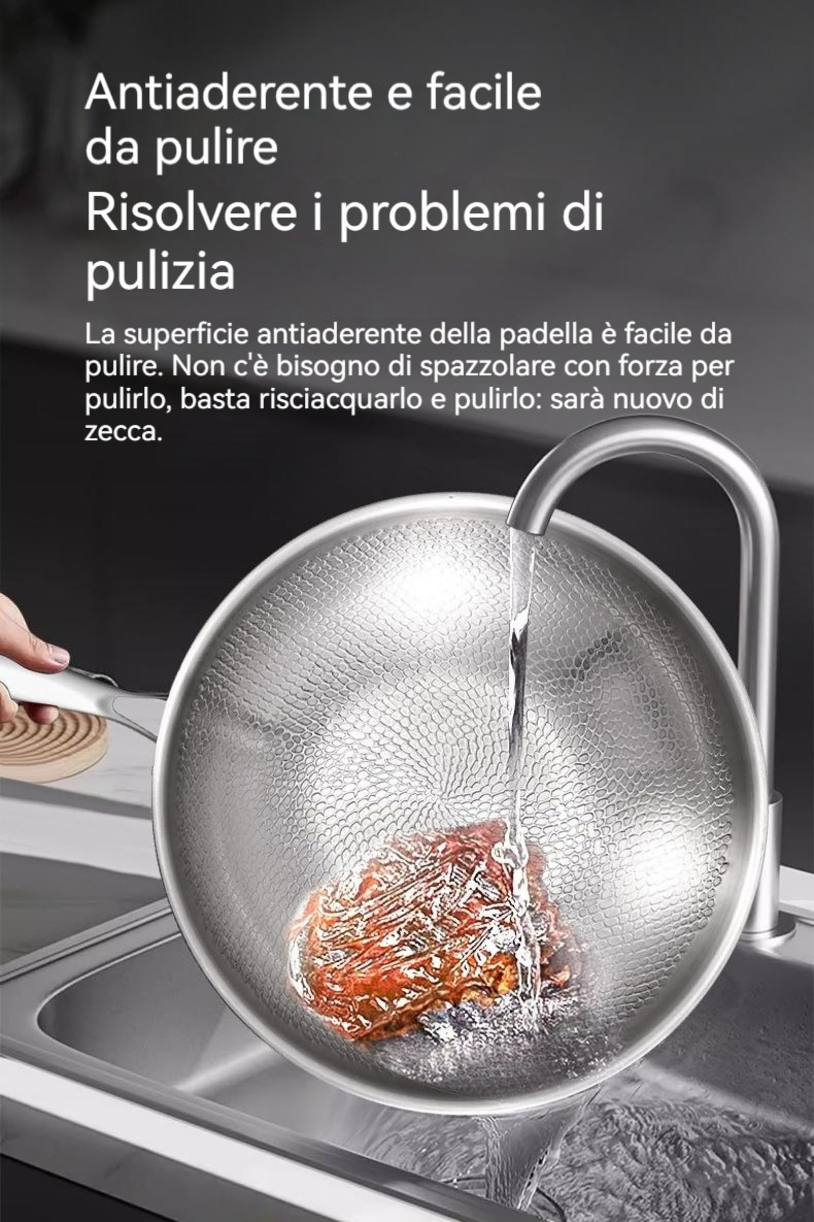 Generico Titanium Hammered Pan PRO con Coperchio, 2025 padelle antiaderenti multifunzionali Ultra Resistenti e AntiGraffio per Cucinare