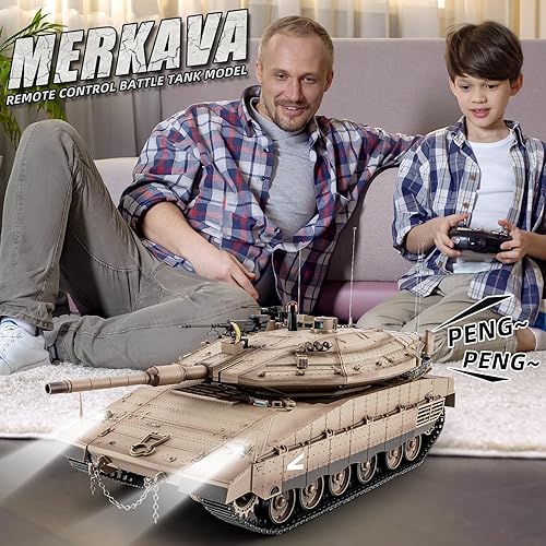 Miniatura 7 de BESTYMXY Tanque RC HengLong IDF MERKAVA MKIV, 116 Merkava Main Battle Tank MK4, vehículos tanque de control remoto de 2.4 GHz con sonido y luz para