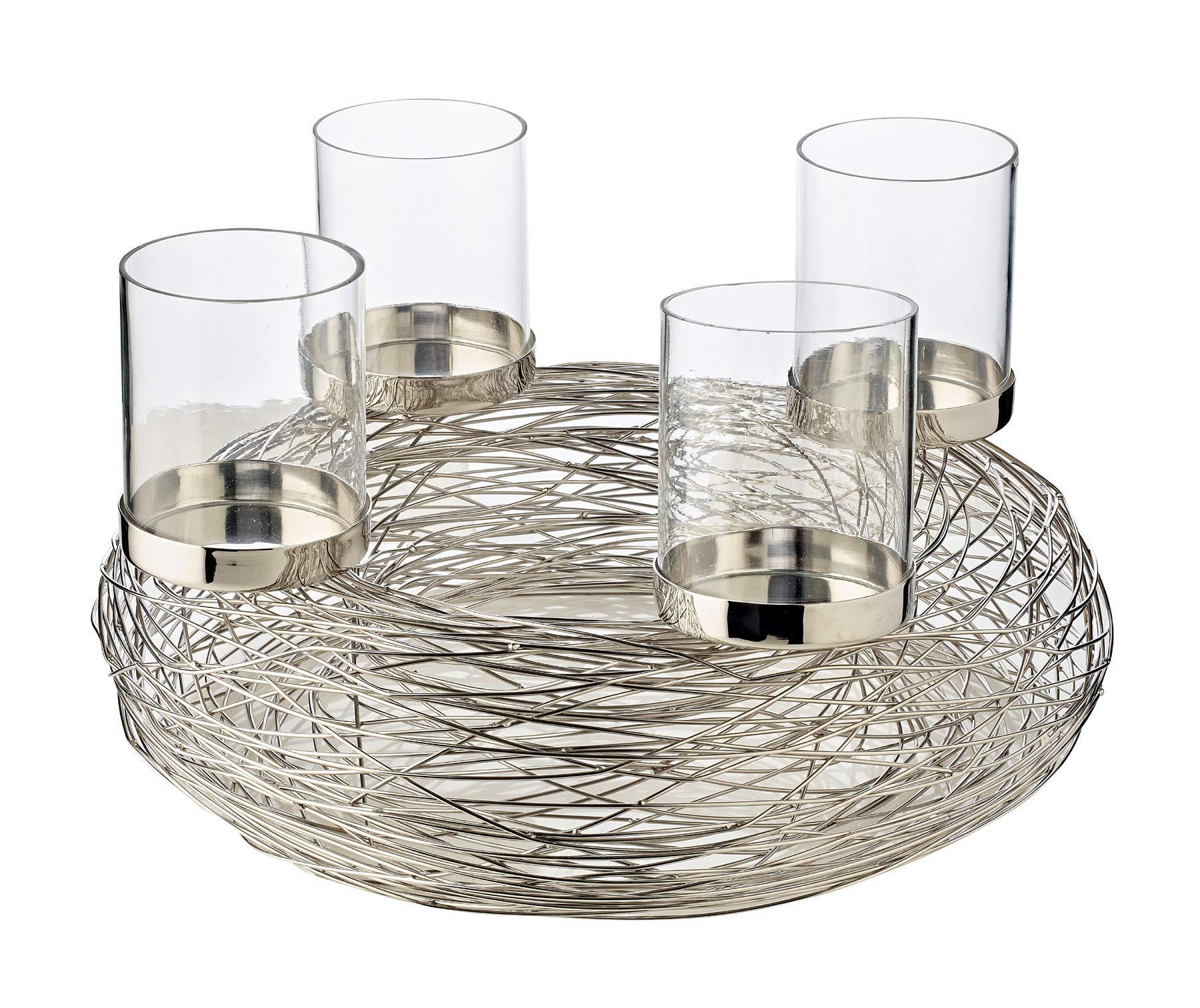 EDZARD Adventskranz RIMINI Edelstahl vernickelt Ø 36 cm