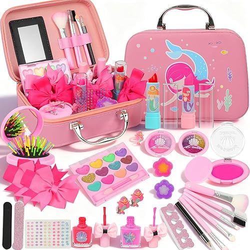 Maquillaje lavable para niños, juego de maquillaje real, kit de maquillaje para niños pequeños, regalos de Navidad, cumpleaños, juguetes para niñas