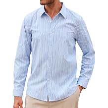Lion Nardo Mens Button Down Shirts Casual Long Sleeve Wrinkle Free Dress Shirts for Men Striped Untucked Shirts Regular Fit