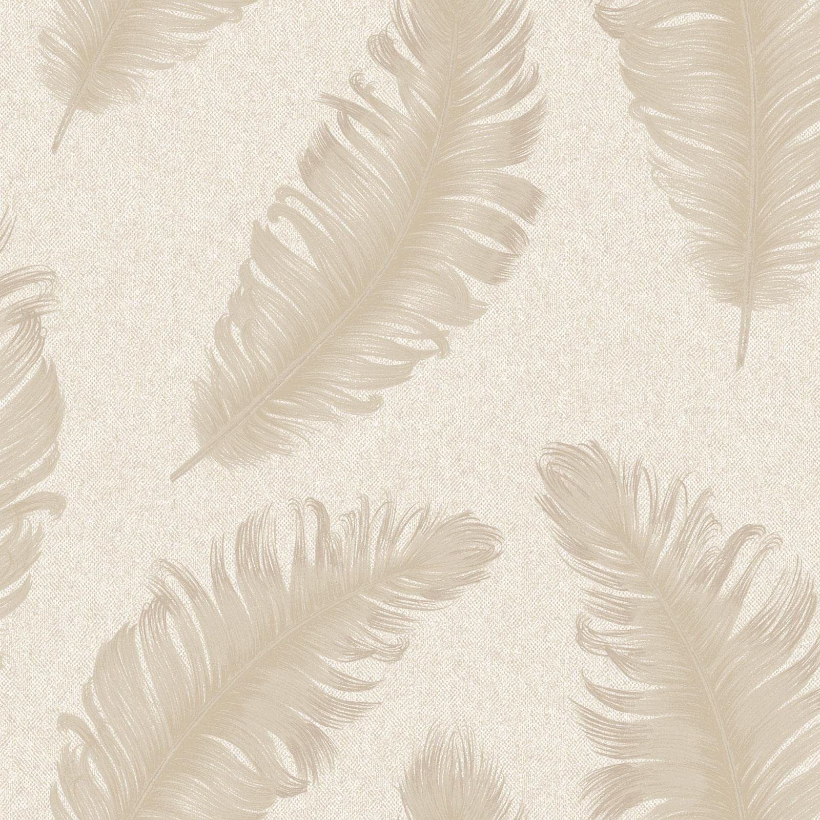 Belgravia Ciara Feather Heavyweight Textured Vinyl Wallpaper Cream 4402 from B&Q