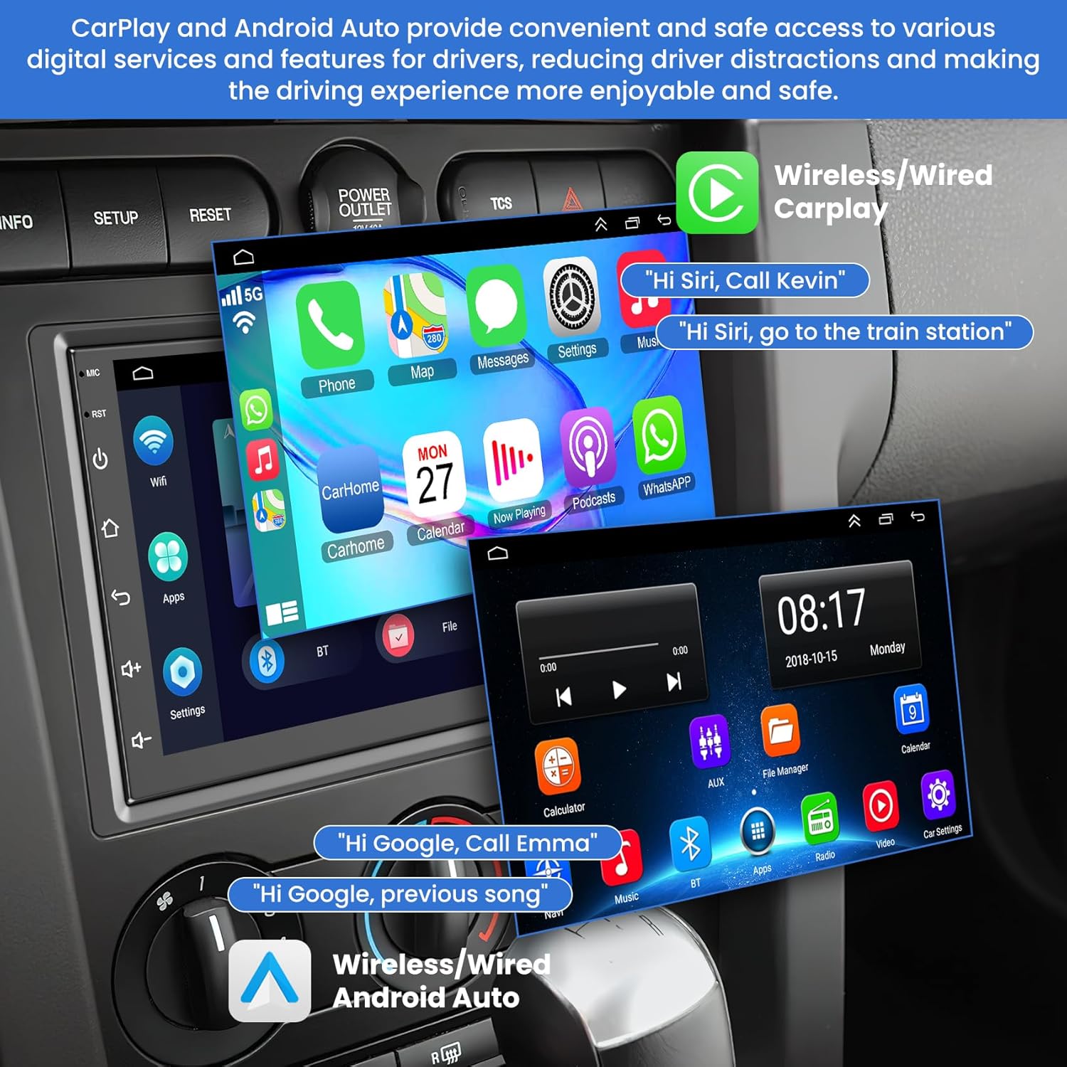 8-core 4G+64G Android 15 Car Radio for 2003-2006 Chevrolet Chevy Silverado Impala Tahoe GMC Sierra Yukon, 7" IPS Touch Screen Car Stereo Build-in GPS, CarPlay/Android Auto, Backup Camera/DSP/SWC