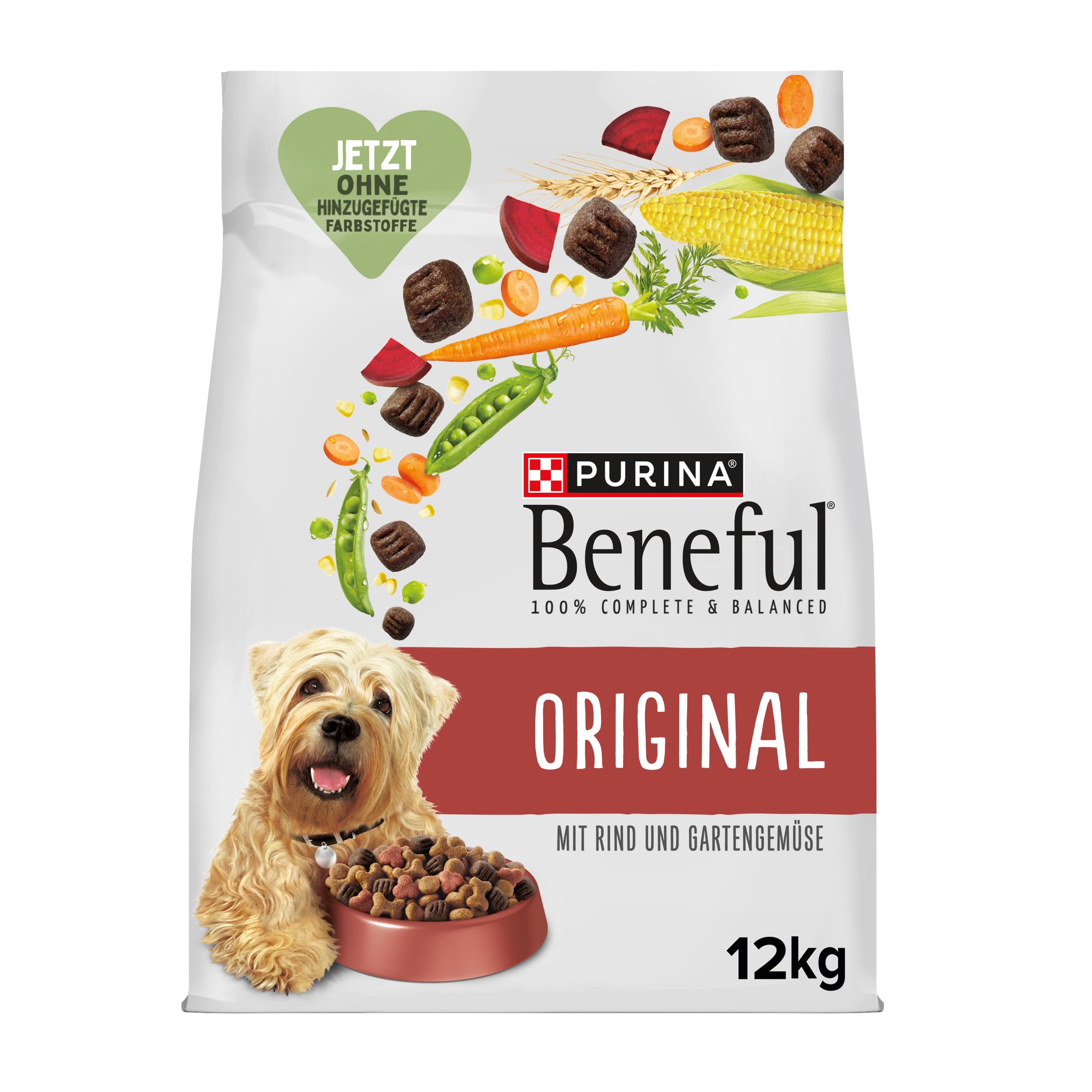 Beneful Hundefutter trocken + mit Rind und Gartengemüse, 12 kg