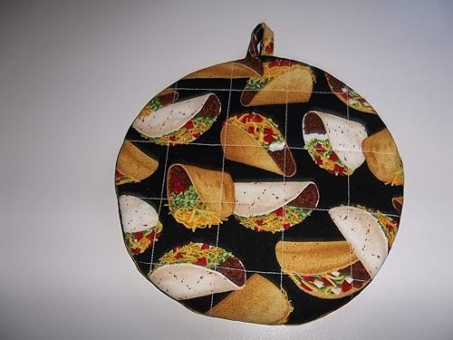 Miniatura 4 de Pot Holders Heat Resistant Mexican Food Tacos Potholders Handmade Double Insulated Quilted Hot Pads Trivets 9 inches Round