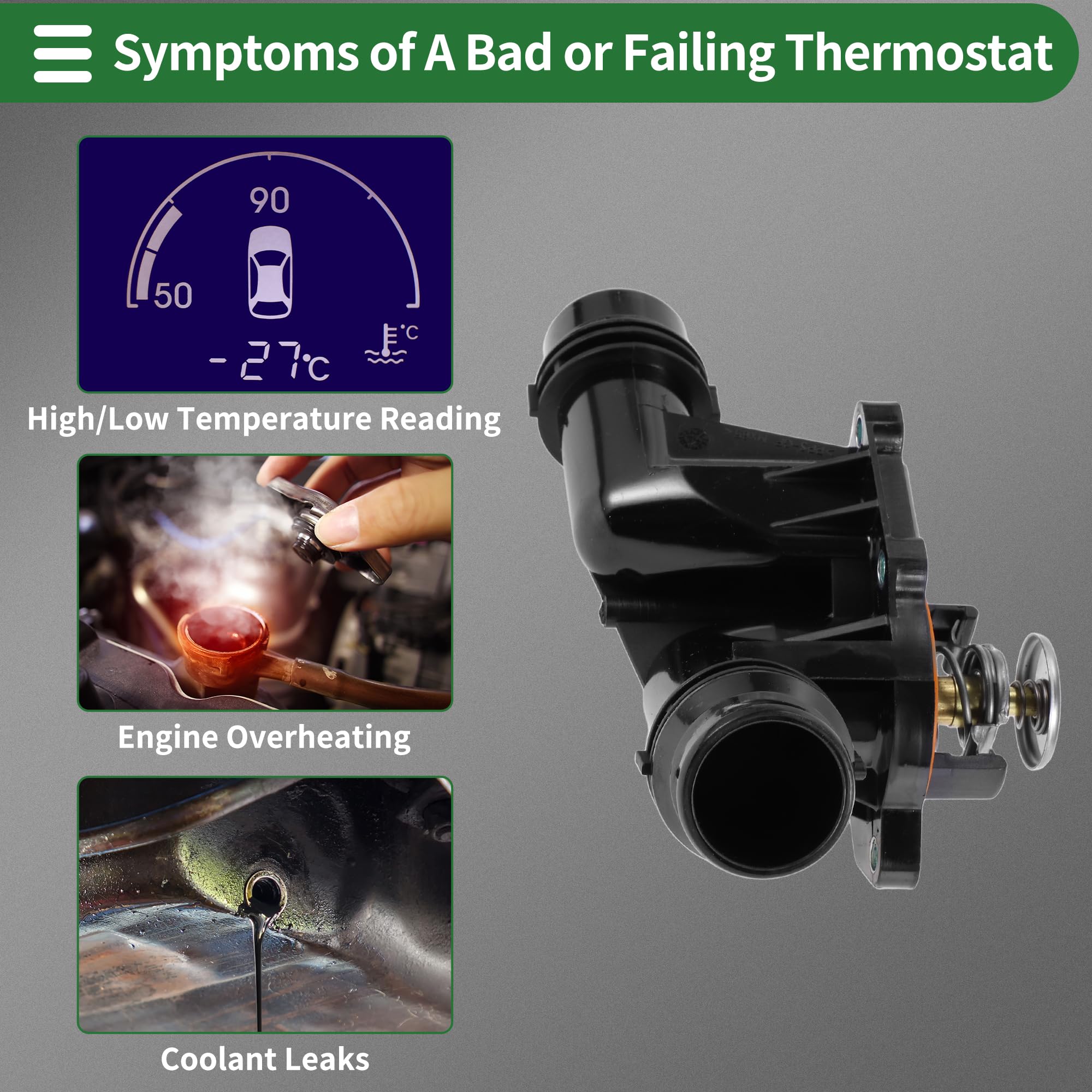 Termostato Di Raffreddamento Gruppo alloggiamento termostato liquido di raffreddamento motore adatto per BMW 325Ci 2001-2006 2.5L 2494CC