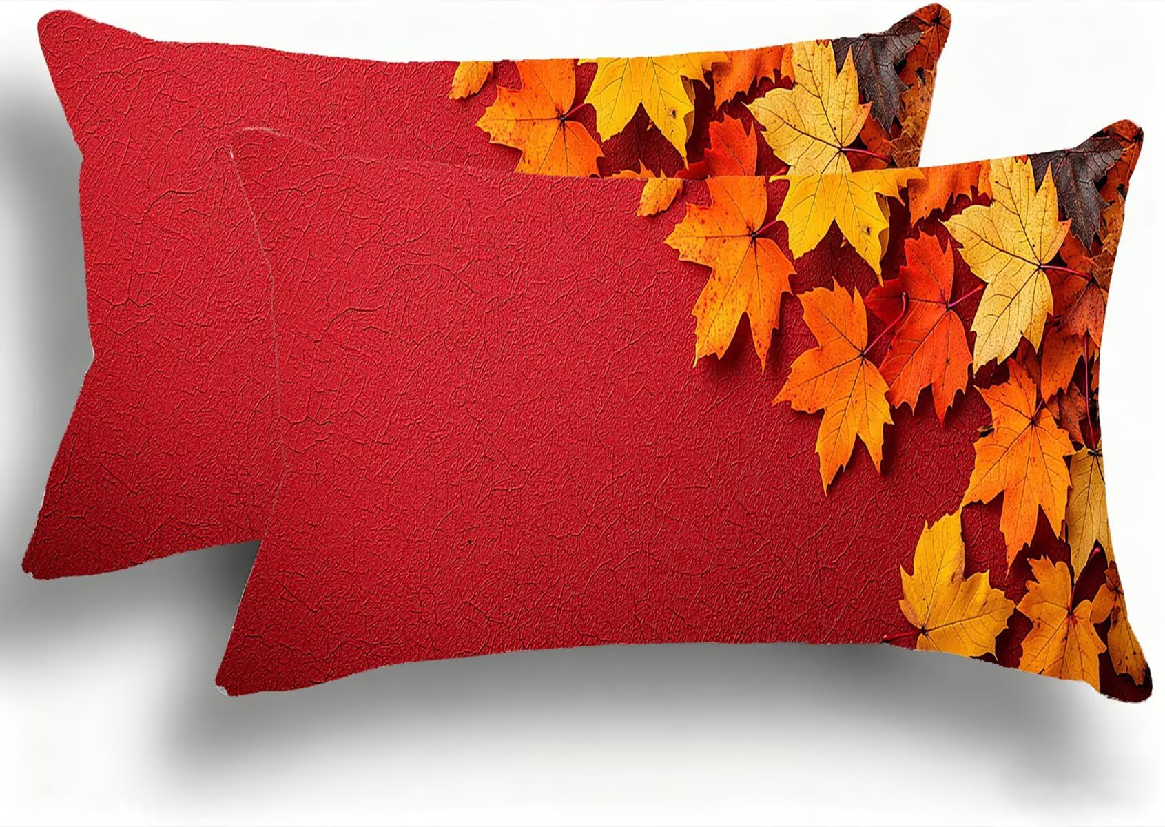 Housse de coussin en velours motif feuille d'érable élégante