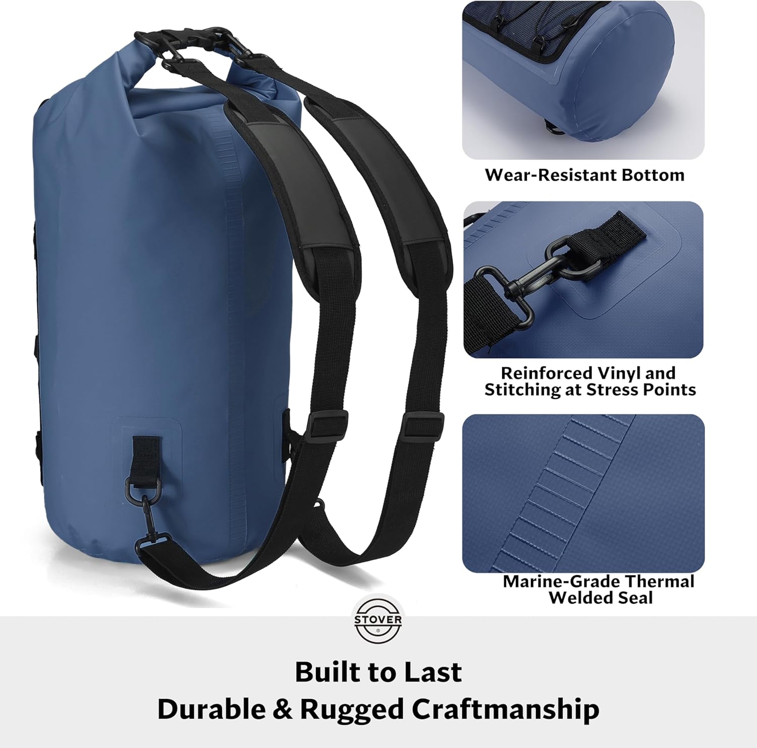 STOVER 5/10/25/30/40/55L Waterproof Dry Bag- Roll-Top Backpack w/Phone Case- Kayaking, Hiking, Camping, Boating- Men/Women - Image 4