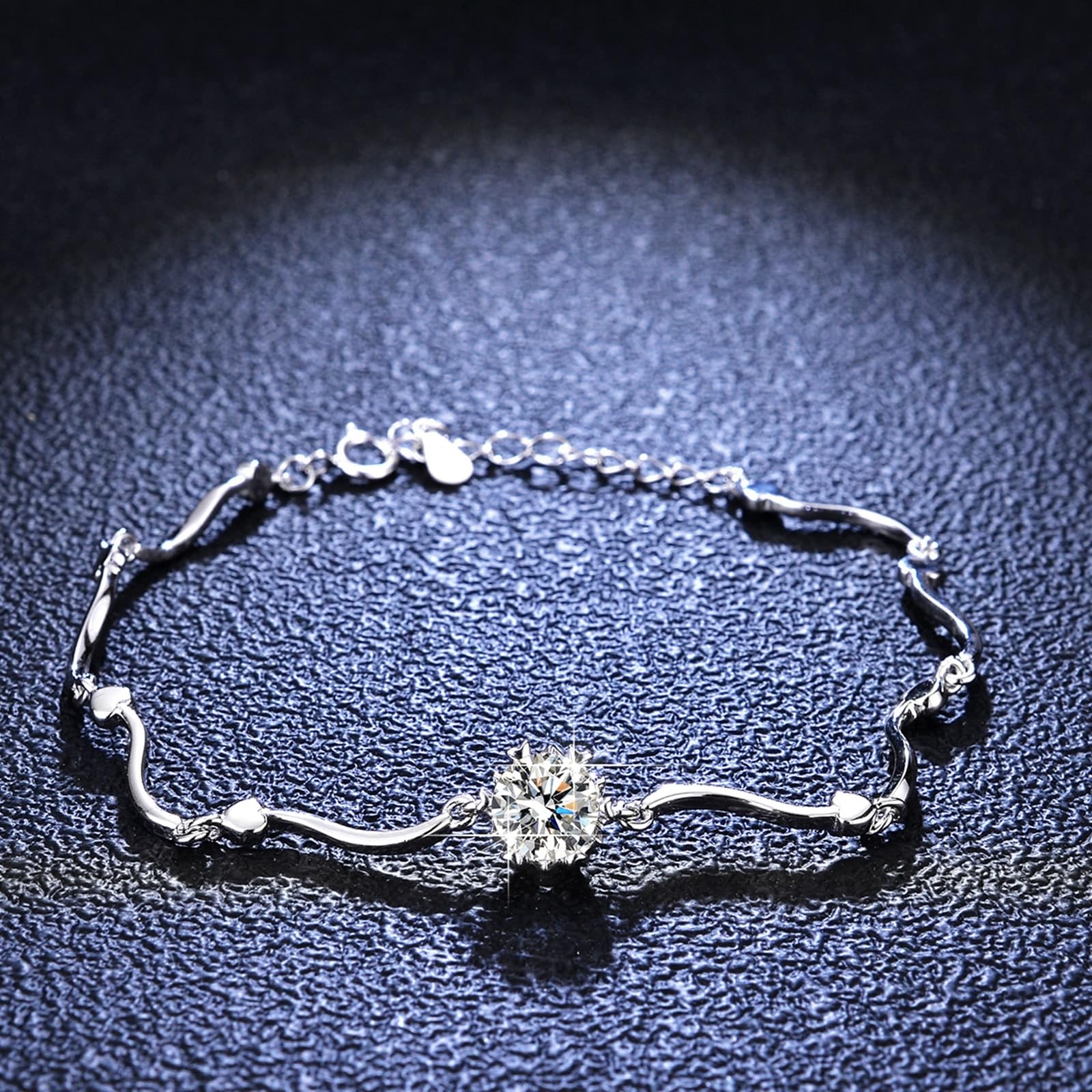 KnSam Pulseras de oro auténtico para mujer, oro 750 de 18 quilates, brazalete para mujer, pequeño, clásico, con diamantes creados en laboratorio, PT950