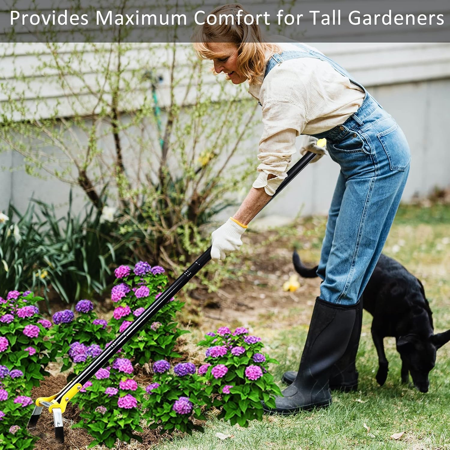 FLY HAWK Gartenhacke, 76-182cm Steigbügelhacke Hacke Gartenwerkzeug aus Edelstahl mit Robust Verstellbare Griff, Hula Hacken zum Jäten, Lösen von Erde, Pflanzen von Gemüse