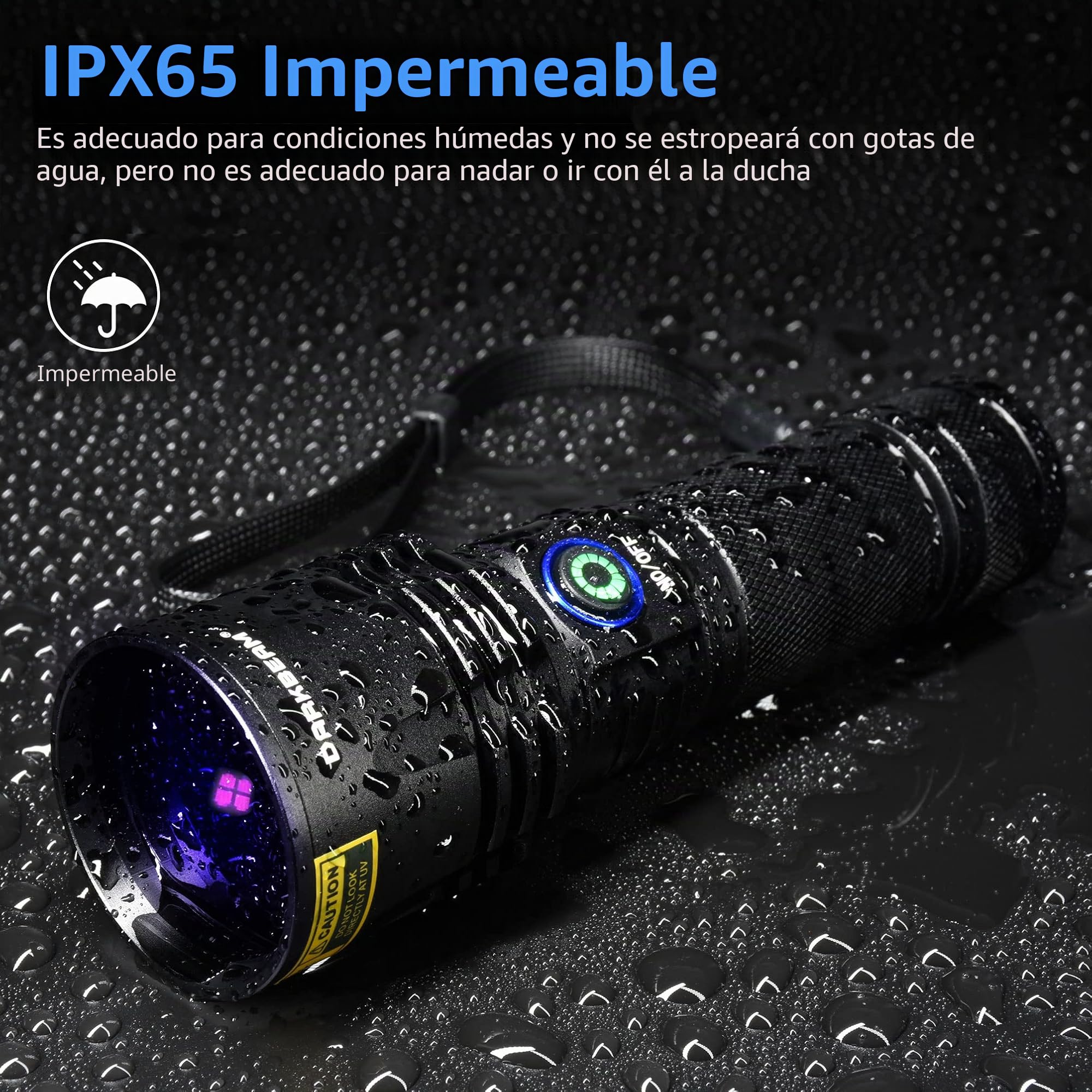 DARKBEAM Ultravioleta Luz UV 365nm Linterna Lamparas LED Negra, USB-C Recargable Potente 20W Blacklight 370nm Portátil - Detector para Orina de Mascotas, Billetes, Epoxy Resina, Escorpión, Minerales