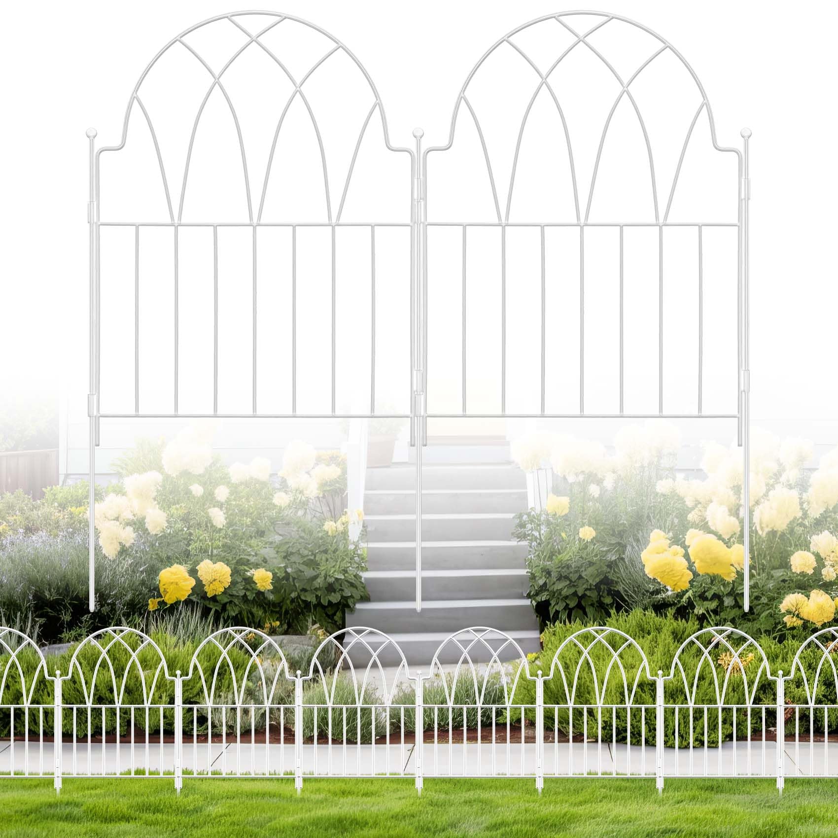 LATIHUUM white arched metal garden fence