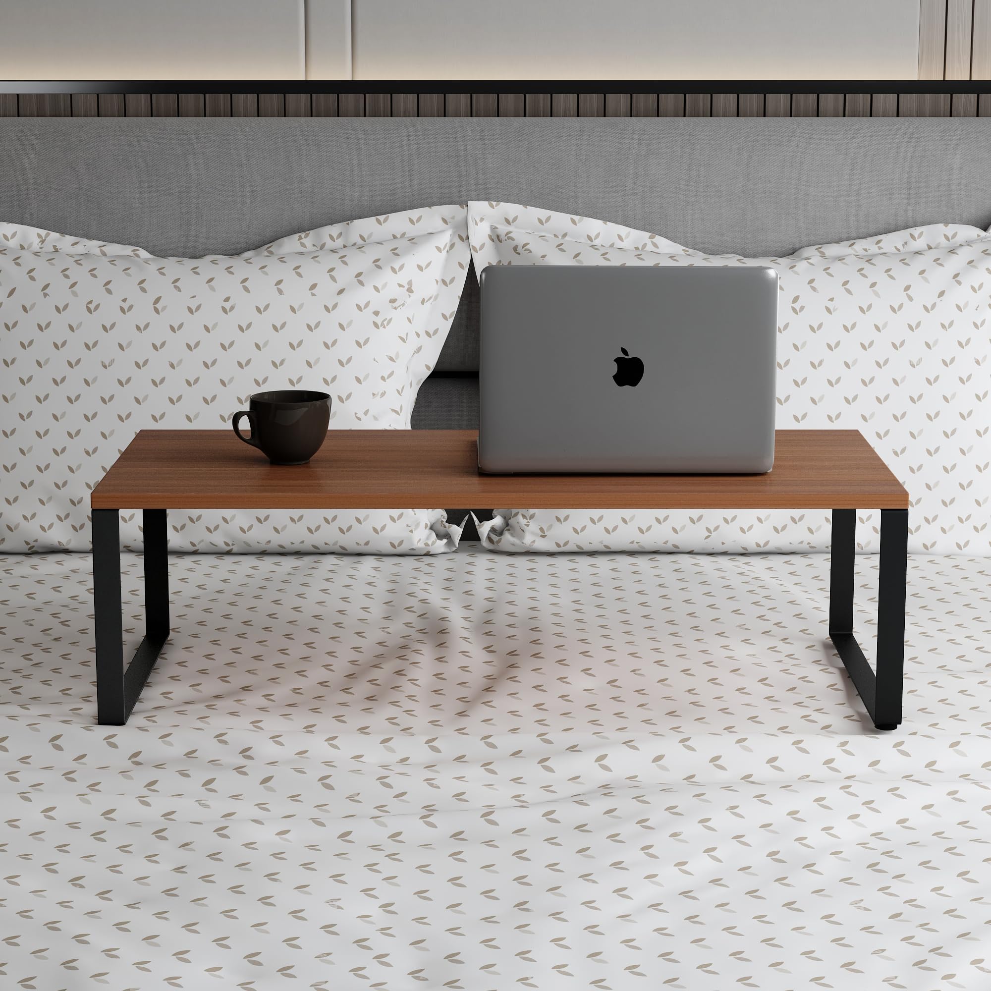 Anikaa Jessi Engineered Wood Study Table | Laptop Desk (Walnut/Black) (D.I.Y) Matte Finish