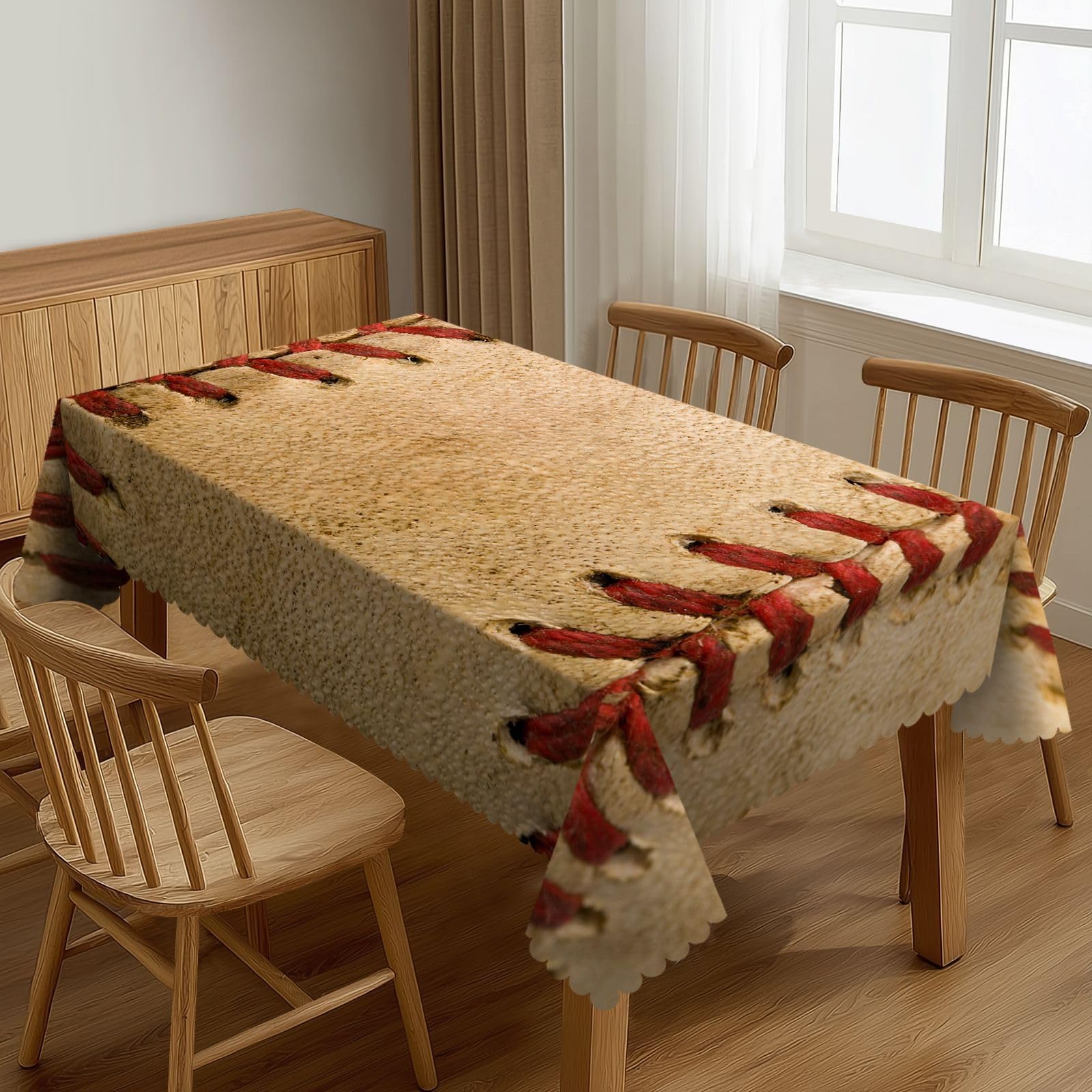 Baseball Table Cloths Decorative for Dining Room, Ball Washable Tablecloth for Home, Restaurant, Outdoor Party Table Cover 54x72 Inch