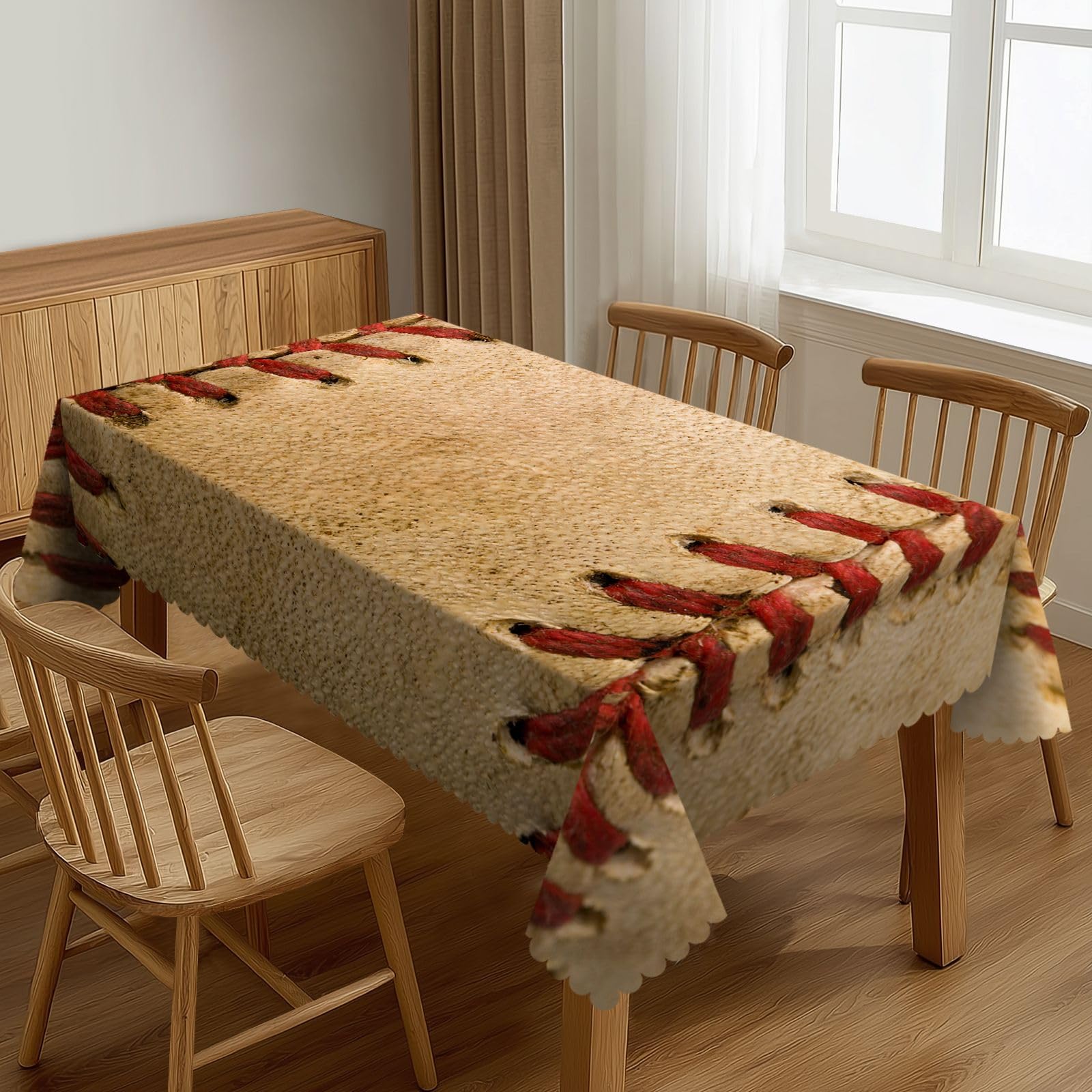 Baseball Table Cloths Decorative for Dining Room, Ball Washable Tablecloth for Home, Restaurant, Outdoor Party Table Cover 54x72 Inch