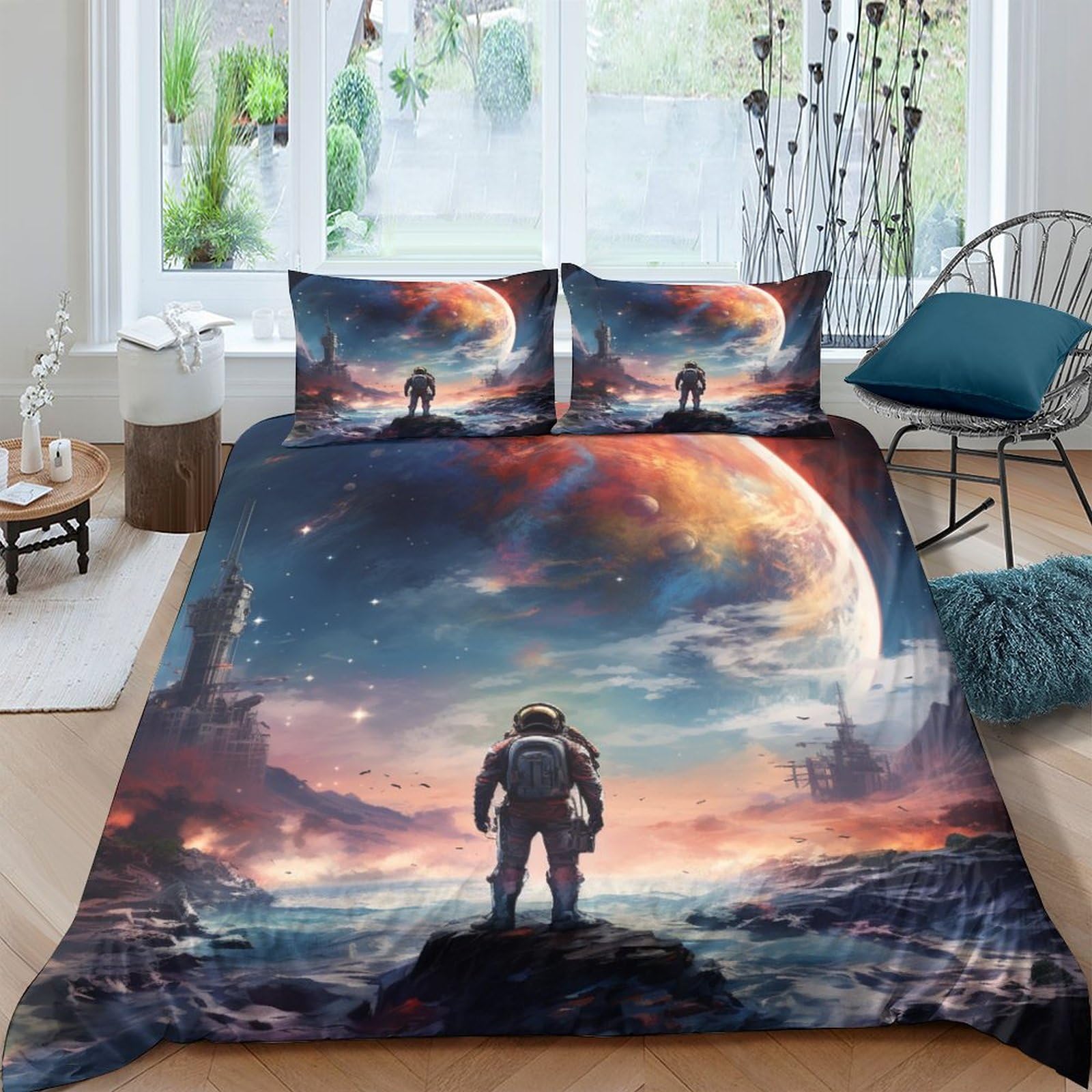 Taies d'oreillers et housse de couette cosmos IOFEER pour éviter le linge de lit terne