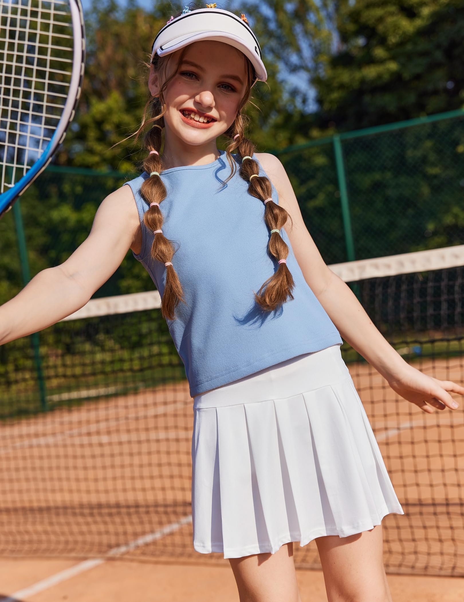 Arshiner Falda para Niña Tenis Cintura Alta Deportiva Plisada con Bolsillos 6-13 años