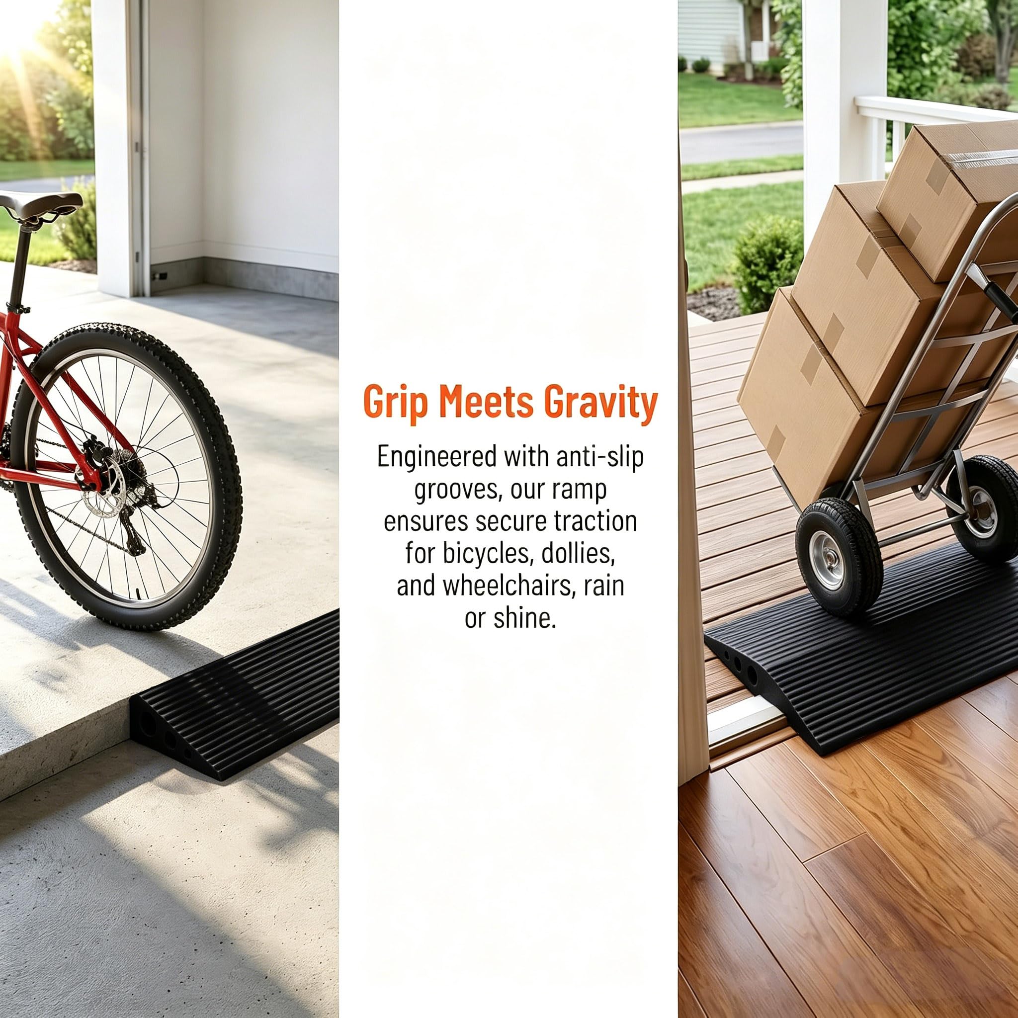 Rampa per soglia della porta, 100 x 6 x 2 cm, in PVC, con antiscivolo, superficie universale per sedia a rotelle, passeggini, deambulatori ed e-scooter (nero)