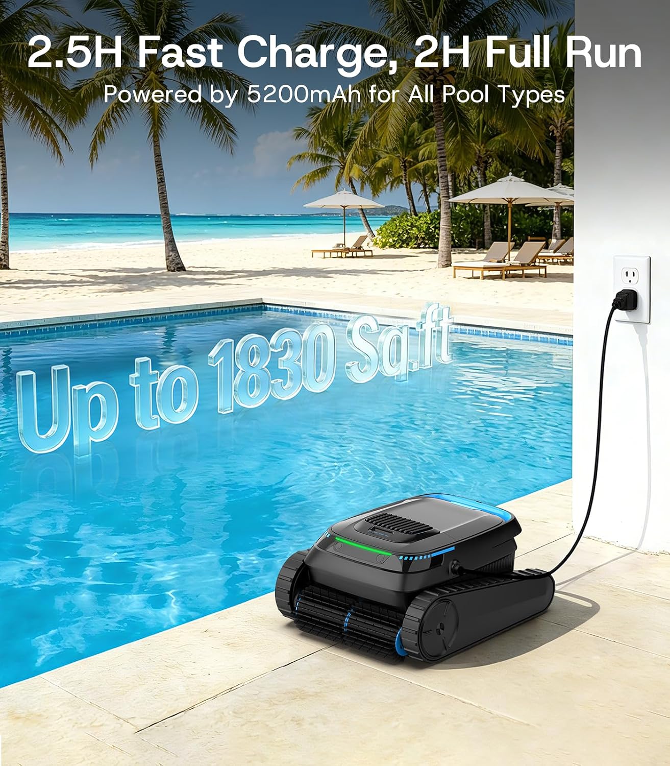 BOTLUXE PC10 Robotic Pool Cleaner charging by the pool