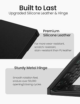 Nillkin Foldable Bluetooth Keyboard Folding with Touchpad & Number Pad, Portable Wireless Full Size Travel Keyboard with Trackpad for PC Laptop iPad Tablets Smartphone, Silicone Leather Cover, Black