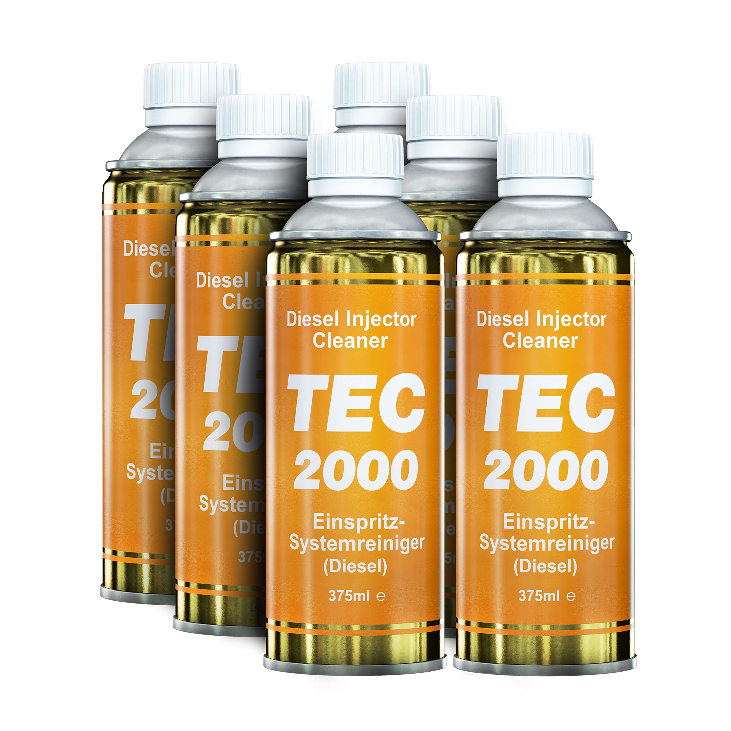 TEC 2000 Motorreiniger - 6 x Diesel Injektor Einspritzdüsen Reiniger 375ml - Kraftstoffadditiv zur Systemreinigung von Injektoren - Motorspülung Motorpflege Diesel Zusatz - Systemreiniger
