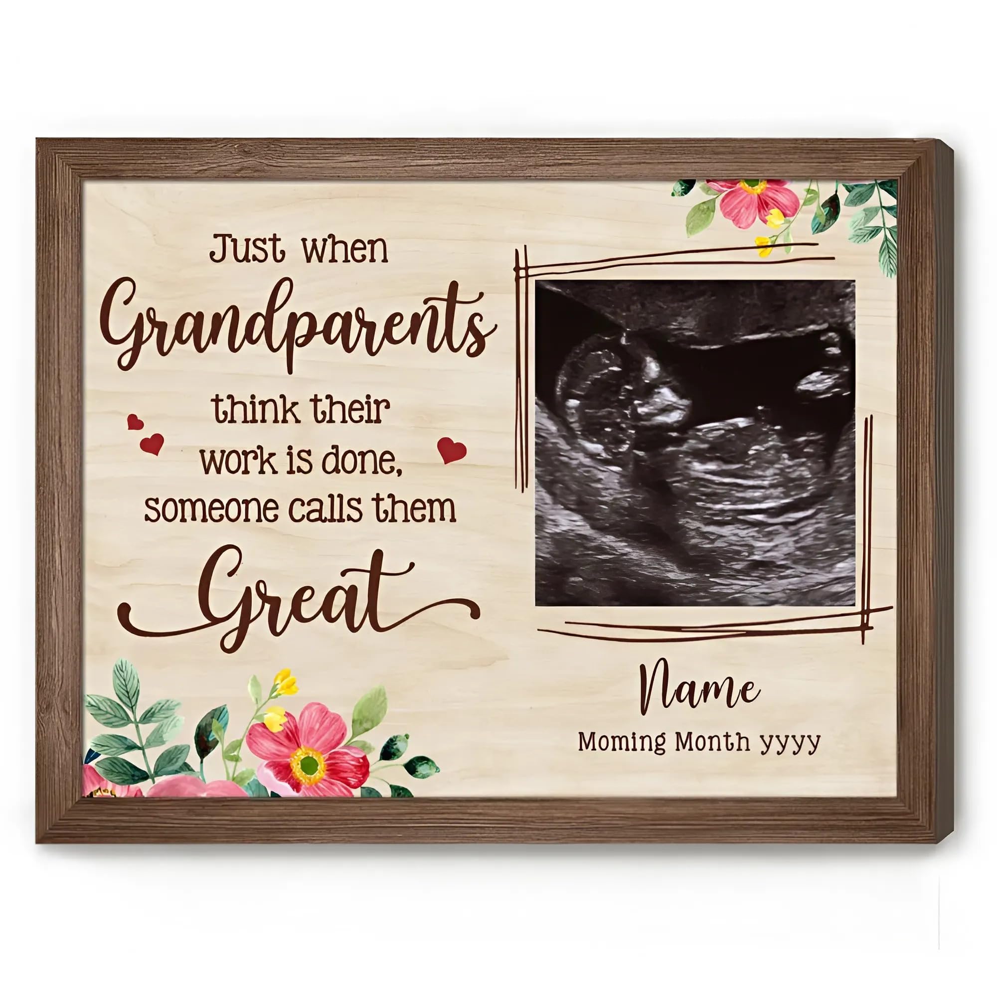 Personalized Great Grandparents Pregnancy Announcement Poster & Canvas Wall Art, Custom Baby Ultrasound Photo & Message Wall Art Home Décor, Gifts For Mother, Grandmother A29-HTHUCV137.5