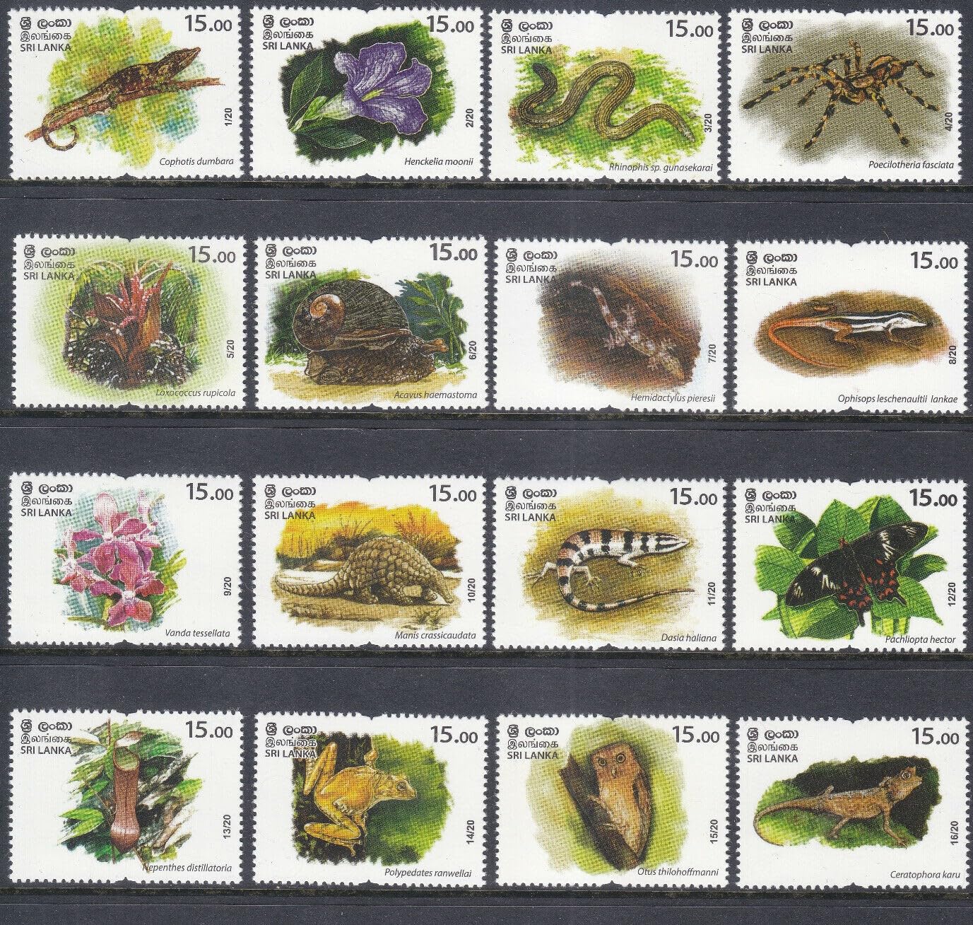 Sri Lanka 2020 Wild Species Threatened by Trade Fauna Flora Stamps 16v MNH Stampbazar