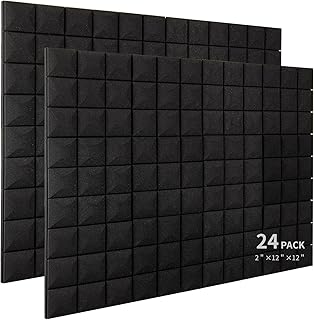 24 packs Acoustic Foam Sound Proof Padding, 2" X 12" X 12" Studio Wedge Tiles Mushroom High Density Acoustic Foam Panels f...