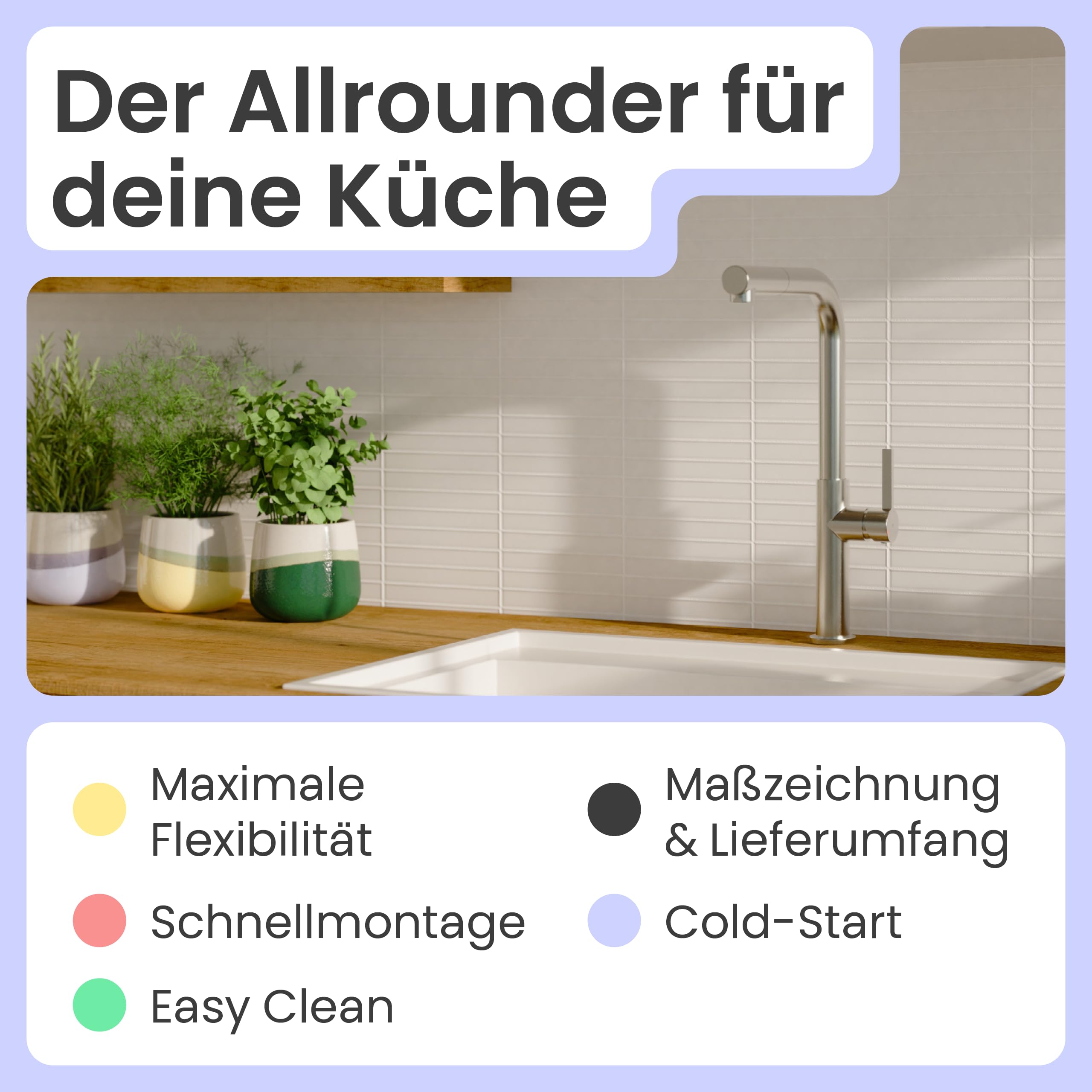 Küchenarmatur | Wasserhahn Küche | Mischbatterie | mit herausziehbarem Auslauf | Edelstahl | 360° schwenkbar | instmaier Cassia |